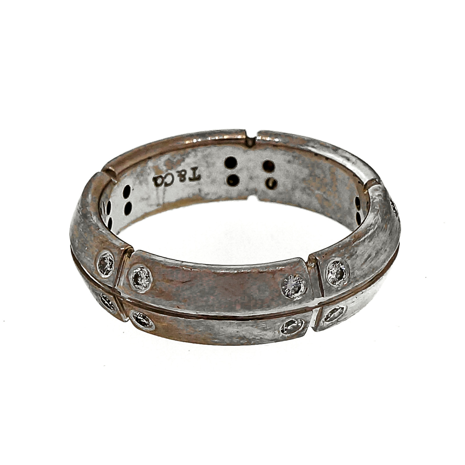 Tiffany  Co 18k White Gold Steamerica Diamond Band Ring Size 5