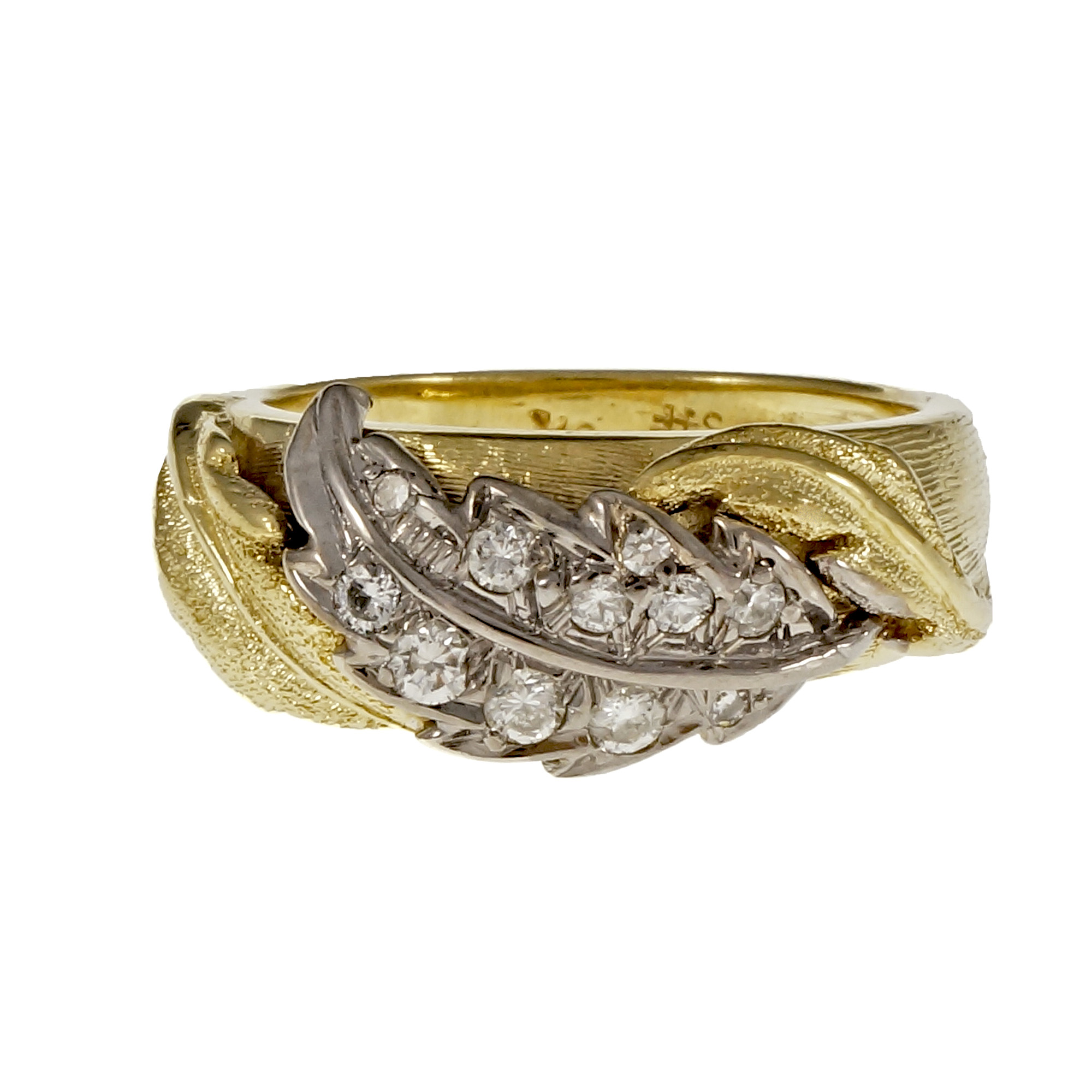 Spitzer  Furman 18K Yellow Gold with 0.40ct Diamond Leaf Ring Size 6.75