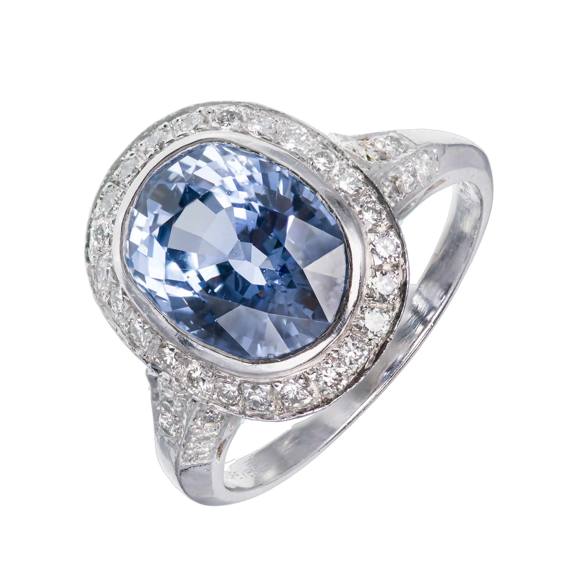 Platinum 4.55ct Sapphire  Diamond Ring 5.5