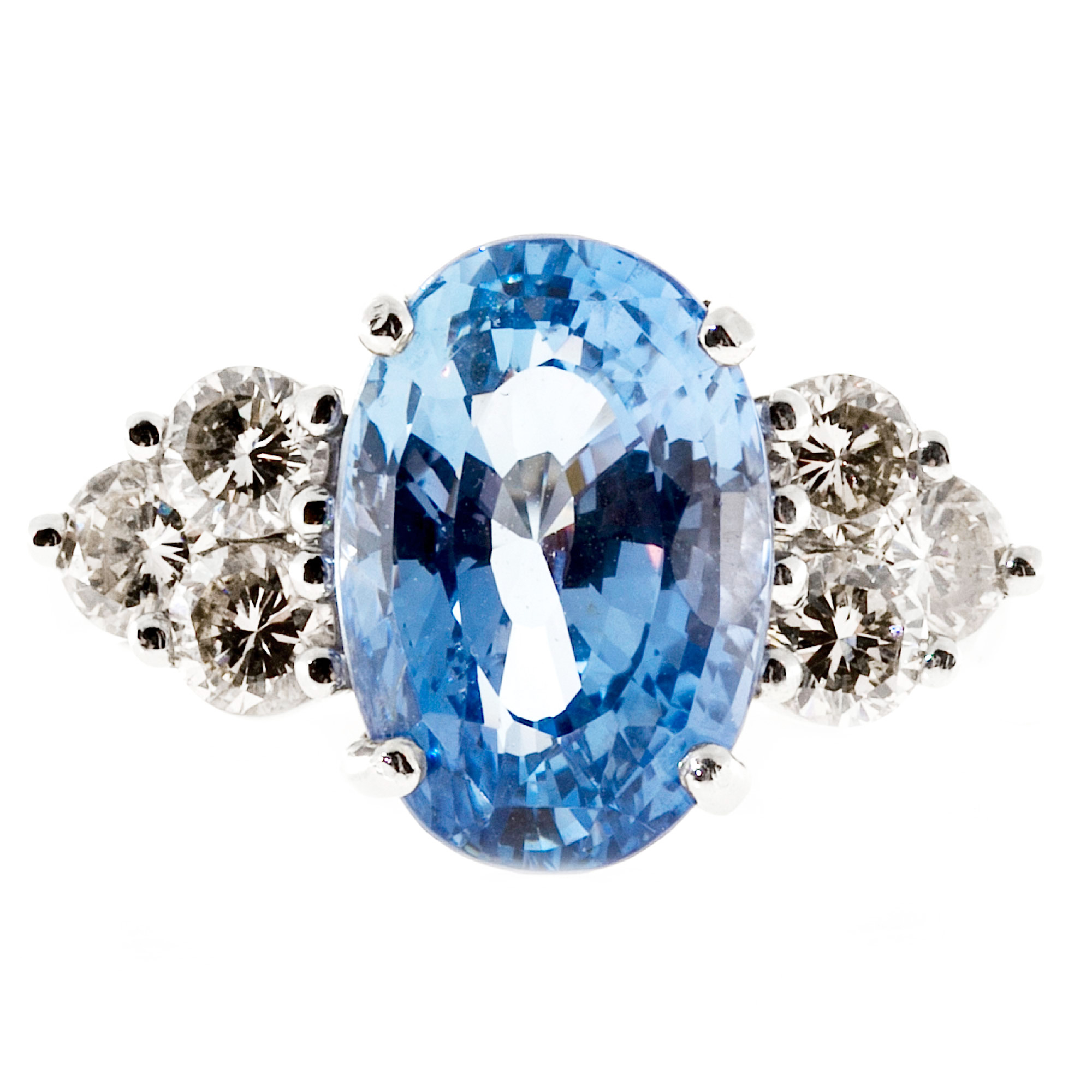 Platinum 8.95ct Periwinkle Blue Sapphire with Diamond Ring Size 8