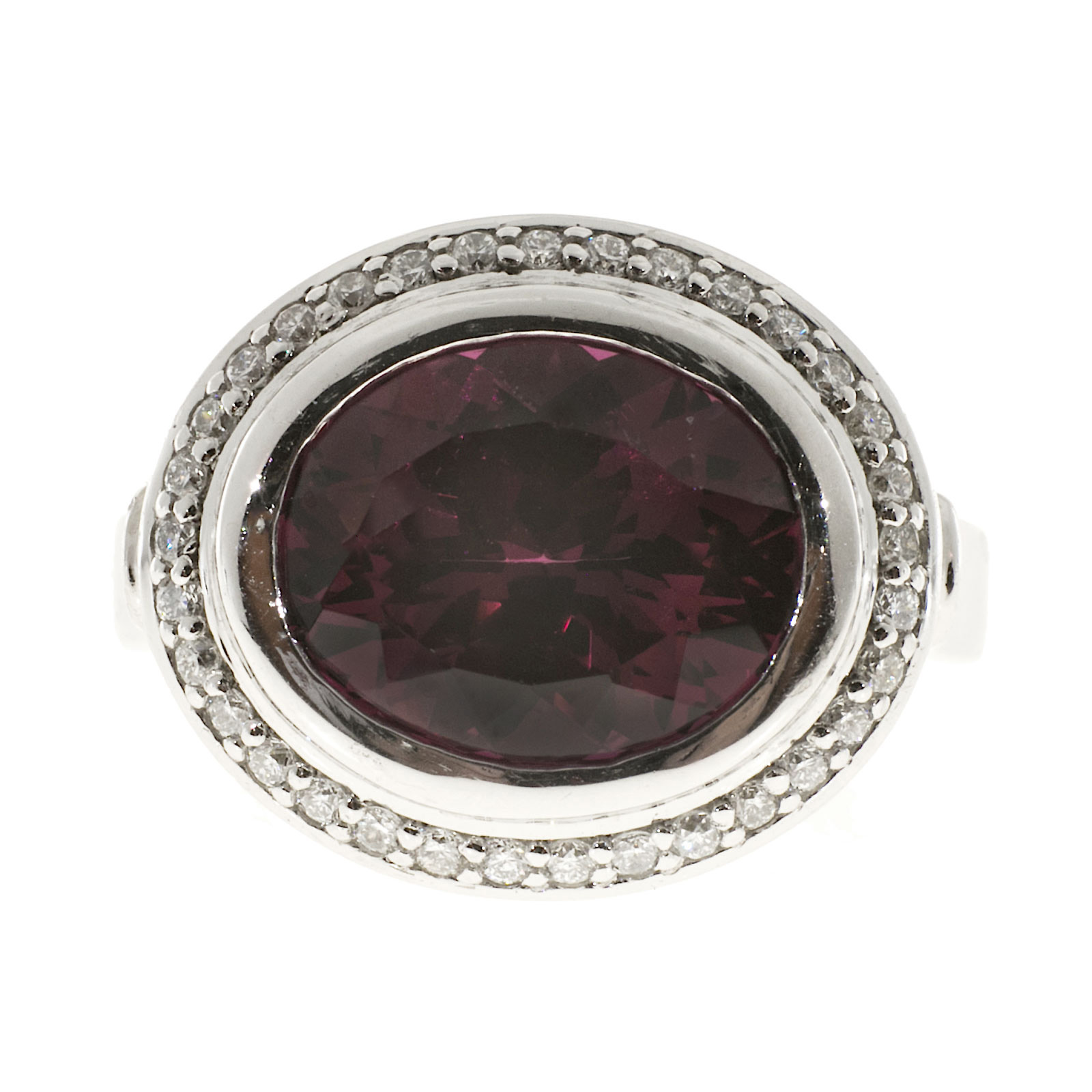 Platinum Garnet  0.34ct Diamond Ring Size 6.5