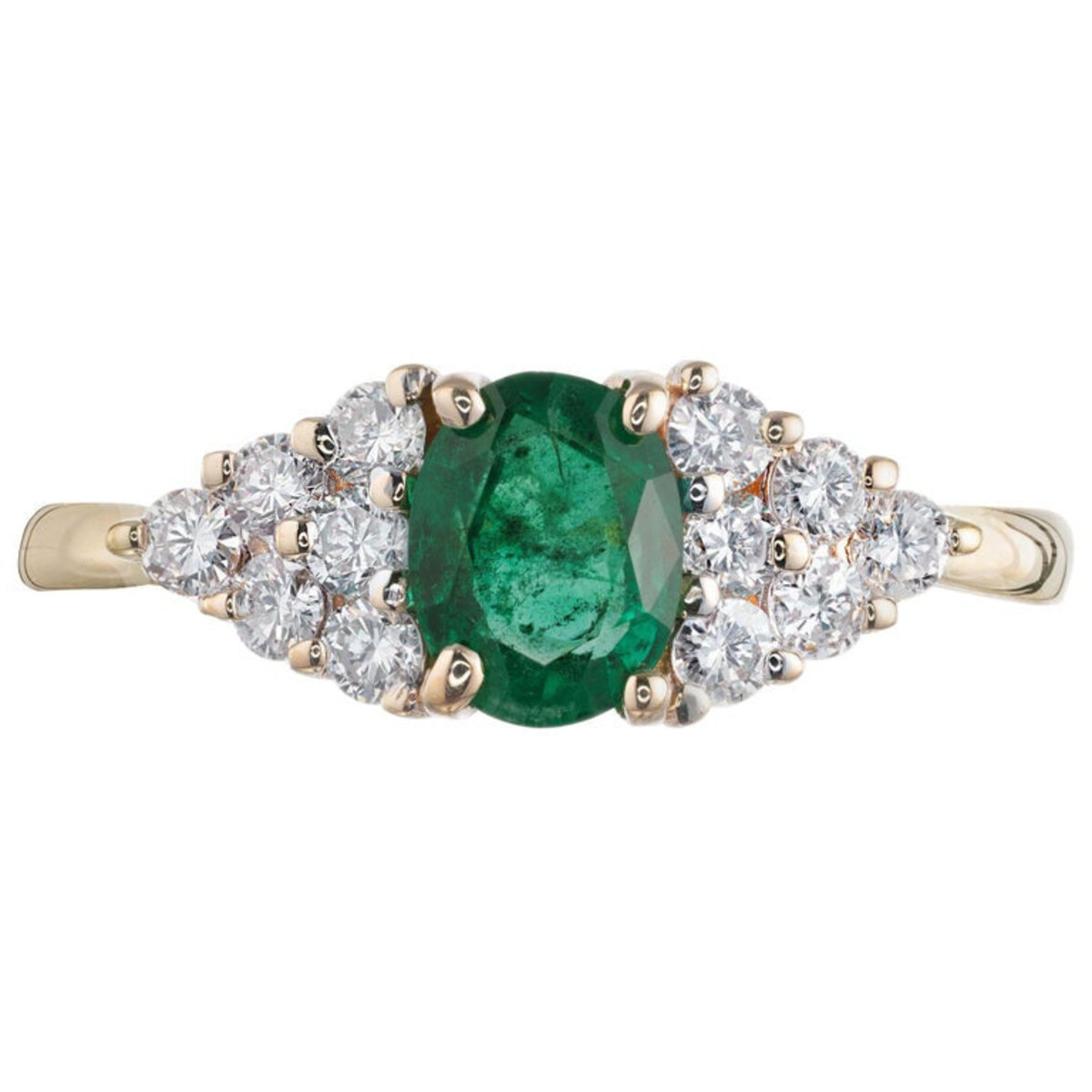 14K Yellow Gold 0.65 Ct Emerald and 0.35 Cttw Diamond Womens Ring Size 6.25