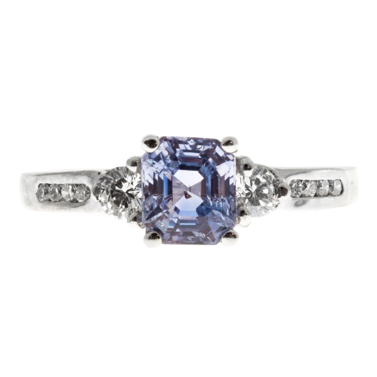Vintage 14k White Gold 1.37ct Blue Violet Sapphire Ring Size 7