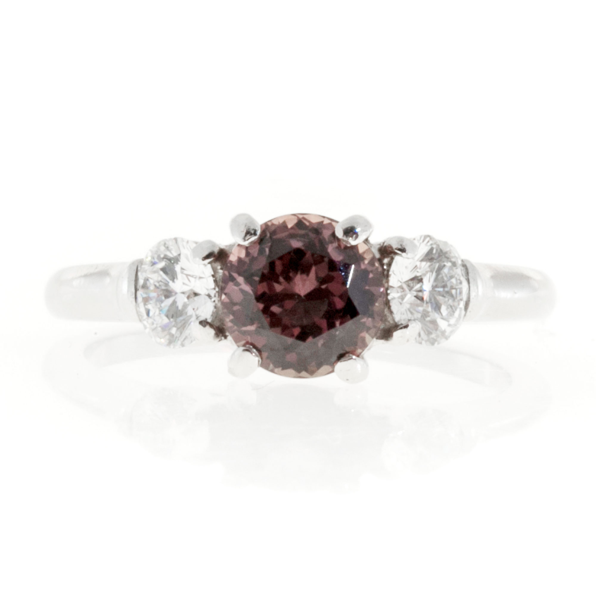 Vintage Platinum 1.13ct Natural No Heat Raspberry Brown Pink Sapphire and .48ct Diamond Ring Size 5