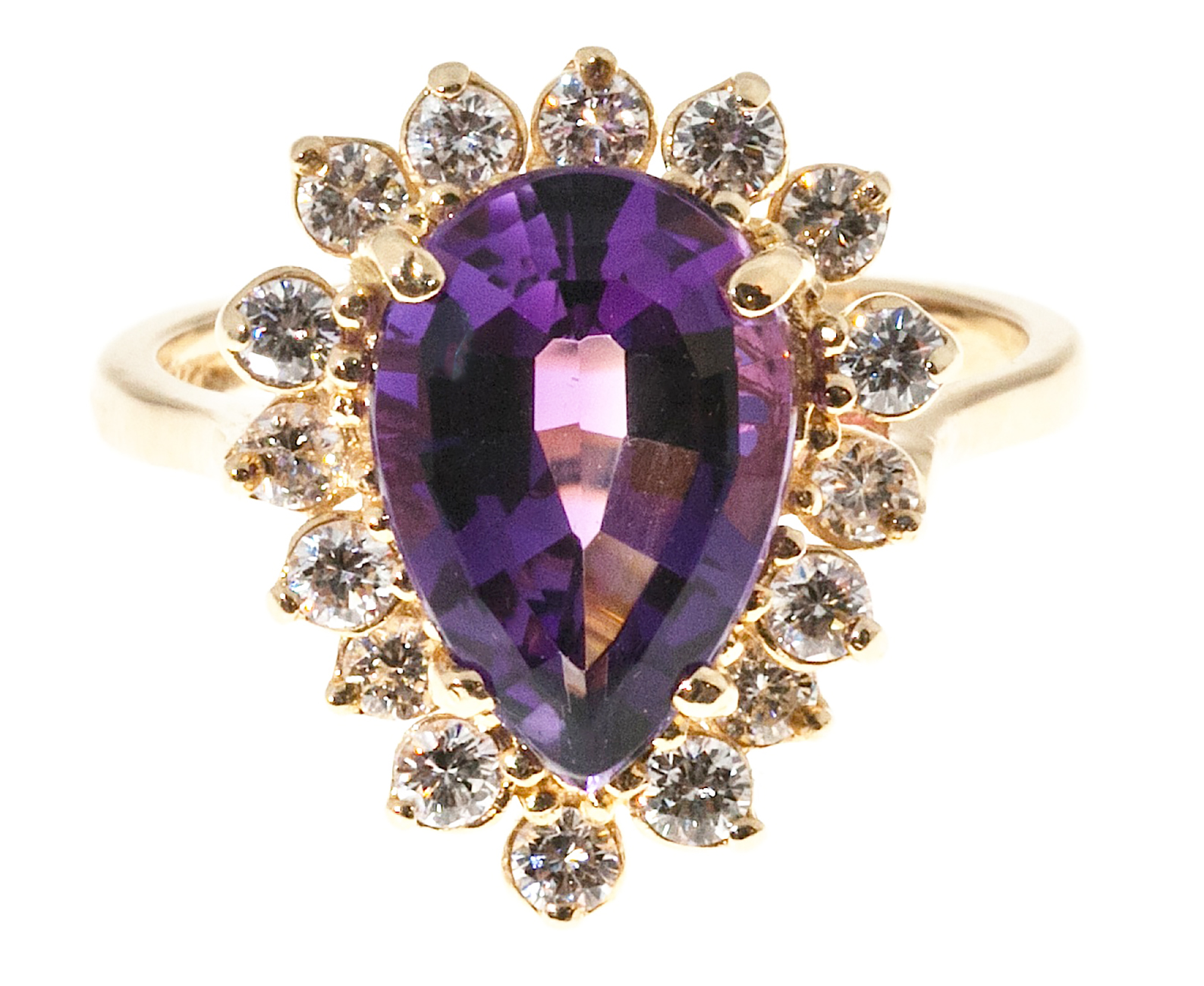 Vintage 14k Yellow Gold 2.65ct Purple Amethyst and .80ct Diamond Ring Size 5.75 