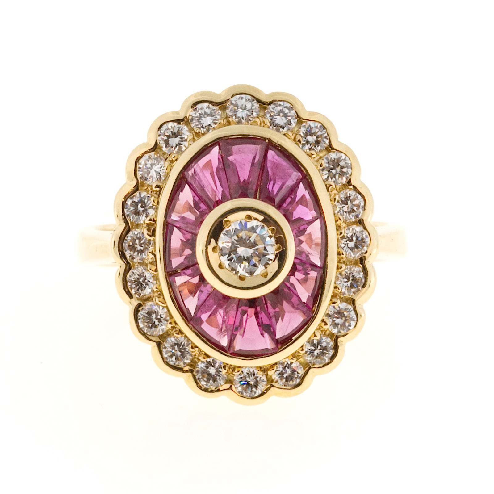 18K Yellow Gold with 0.60ct Diamond  1.10ct Ruby Ring Size 6.75