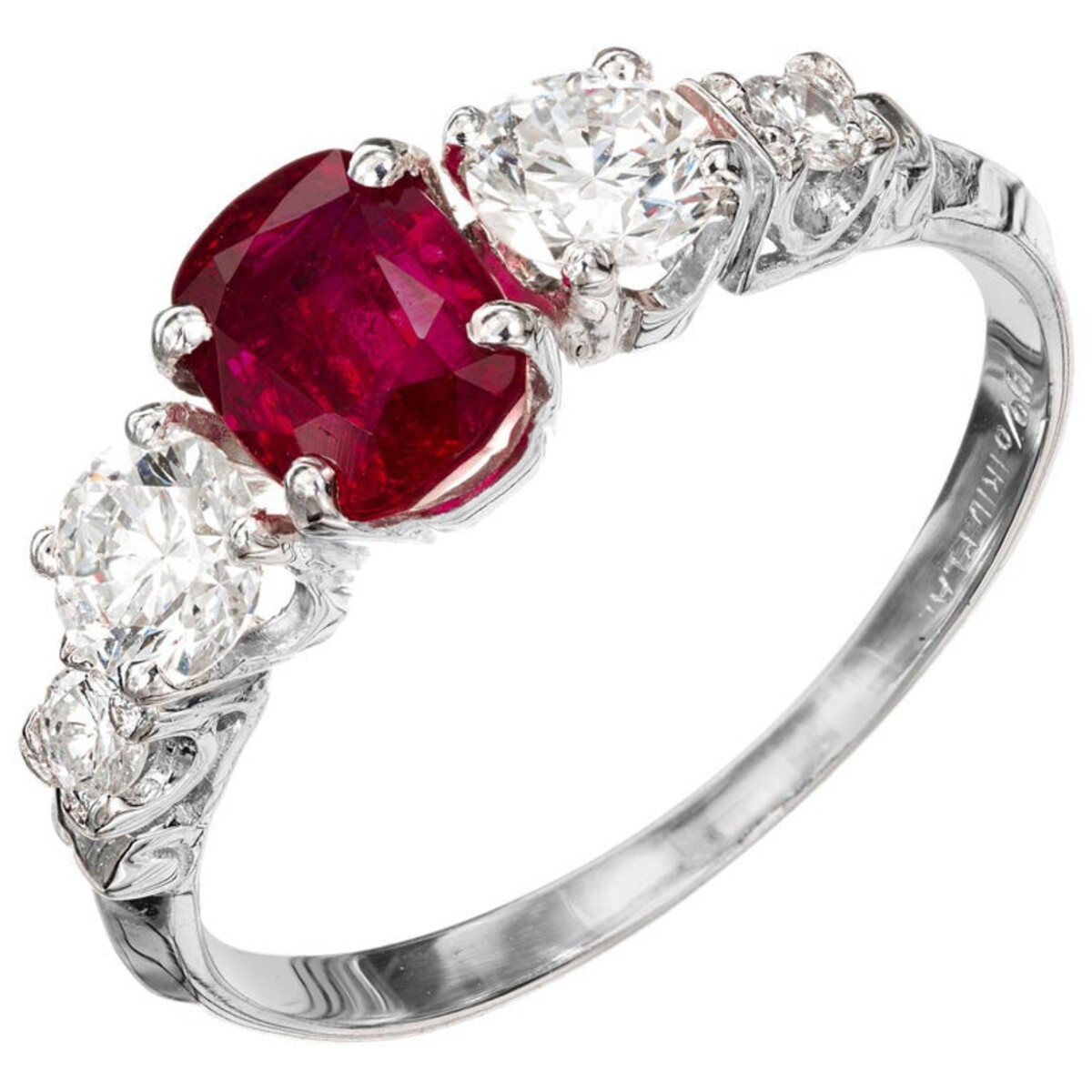 Vintage Platinum Ruby and Diamond Engagement Ring Size 6.25