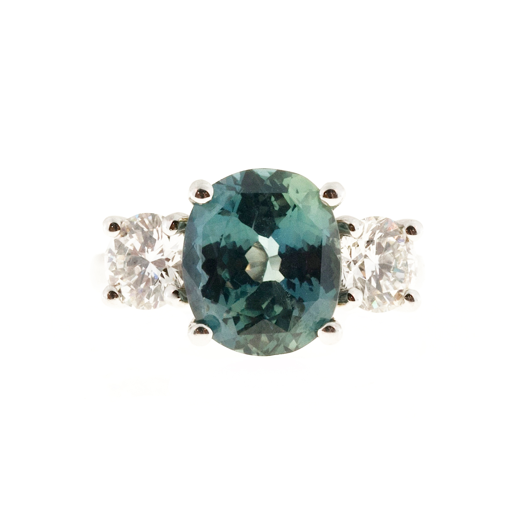 Platinum Sapphire  Diamond Ring Size 6.5 