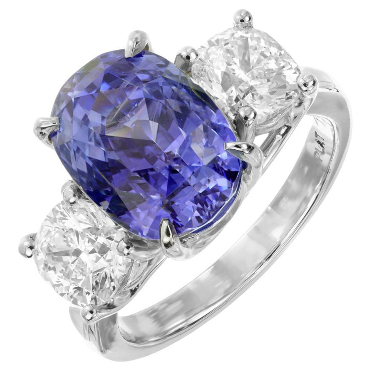 Vintage Platinum 8.97 Ct Natural Cornflower Blue Sapphire Diamond Engagement Ring Size 7.5