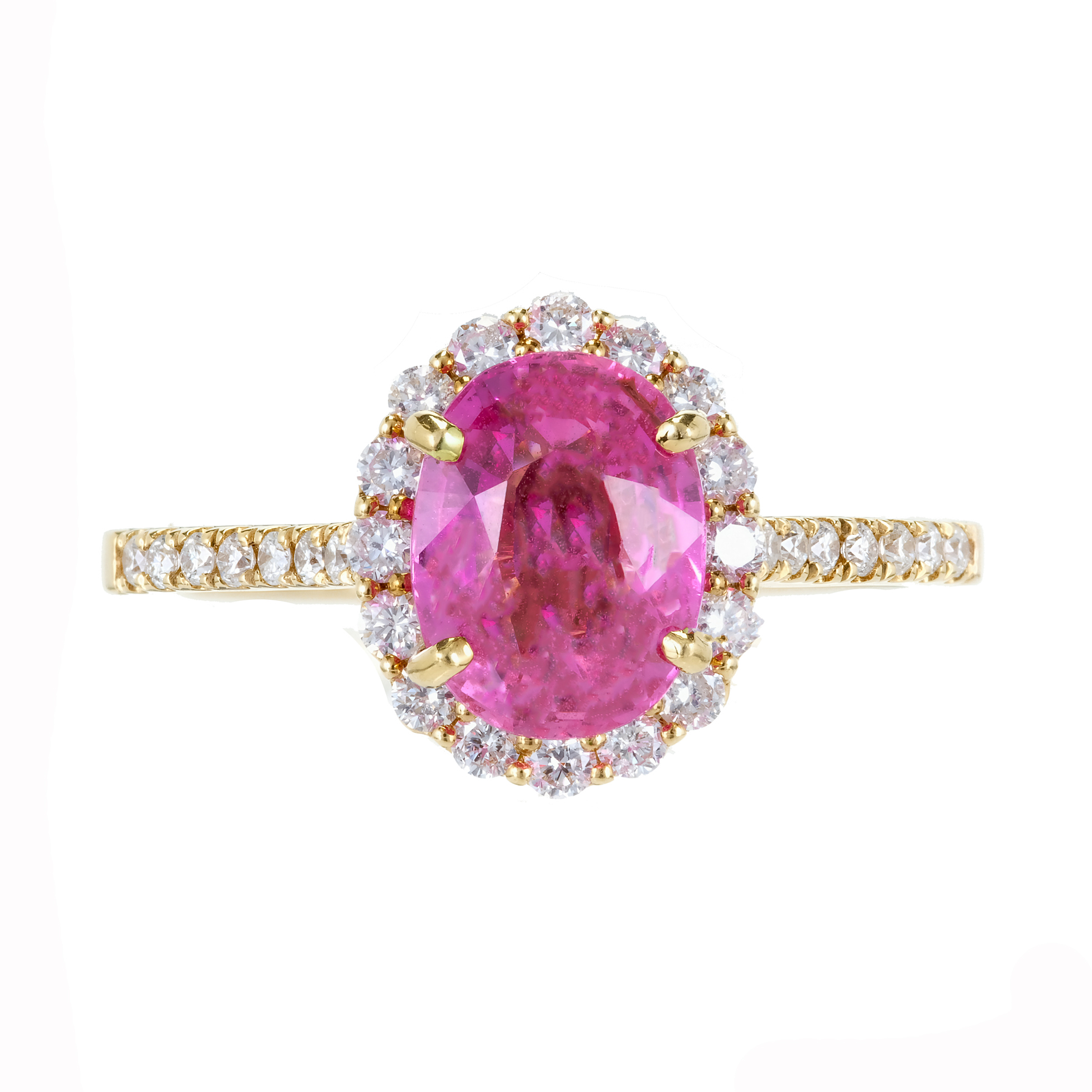 18K Yellow Gold with 2.41ct Pink Sapphire 0.55ct Diamond Engagement Ring Size 7