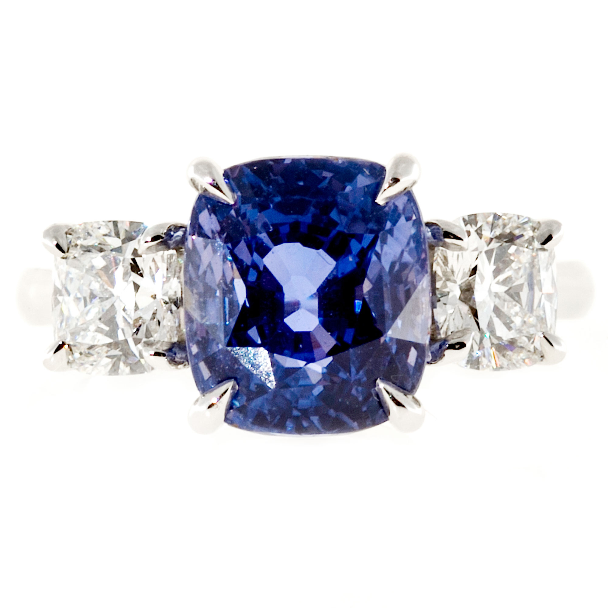 Platinum 7.06 ct Violet Purple Sapphire and Diamond Ring Size 6.5