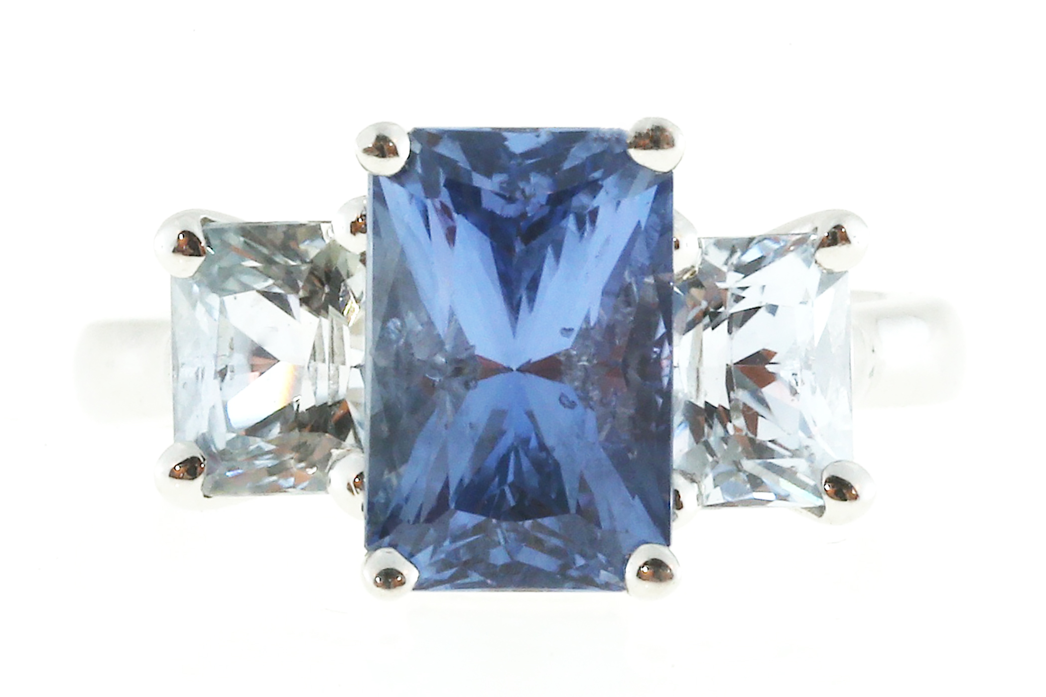 Platinum with 6.01ct Sapphire Art Deco Ring Size 6
