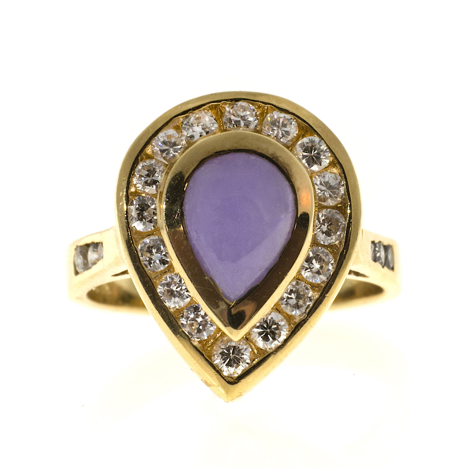 18K Yellow Gold with 0.70ct Jadeite Jade  0.50ct Diamond Ring Size 6