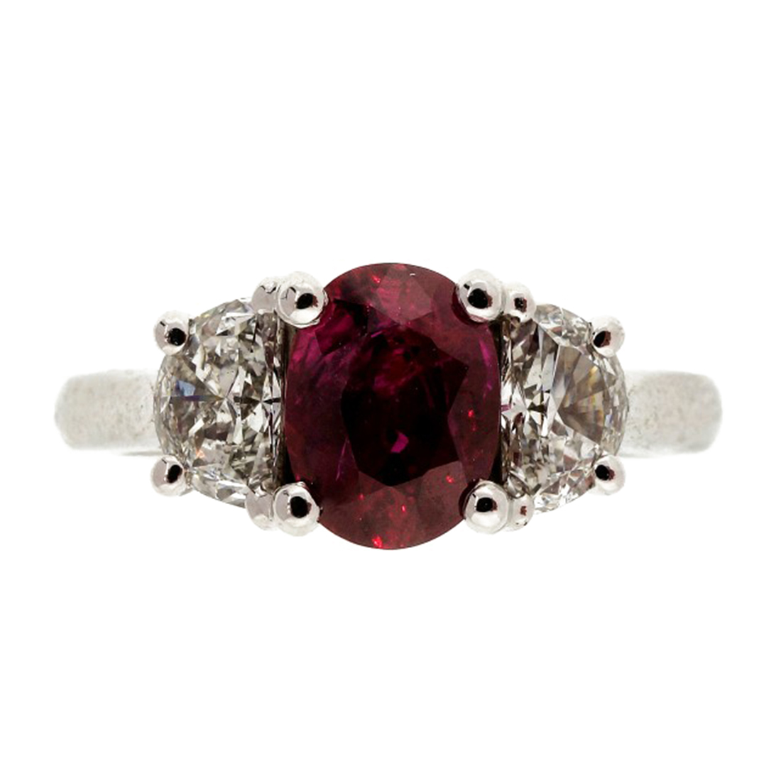 Platinum Ruby  Diamond Ring Size 6.5