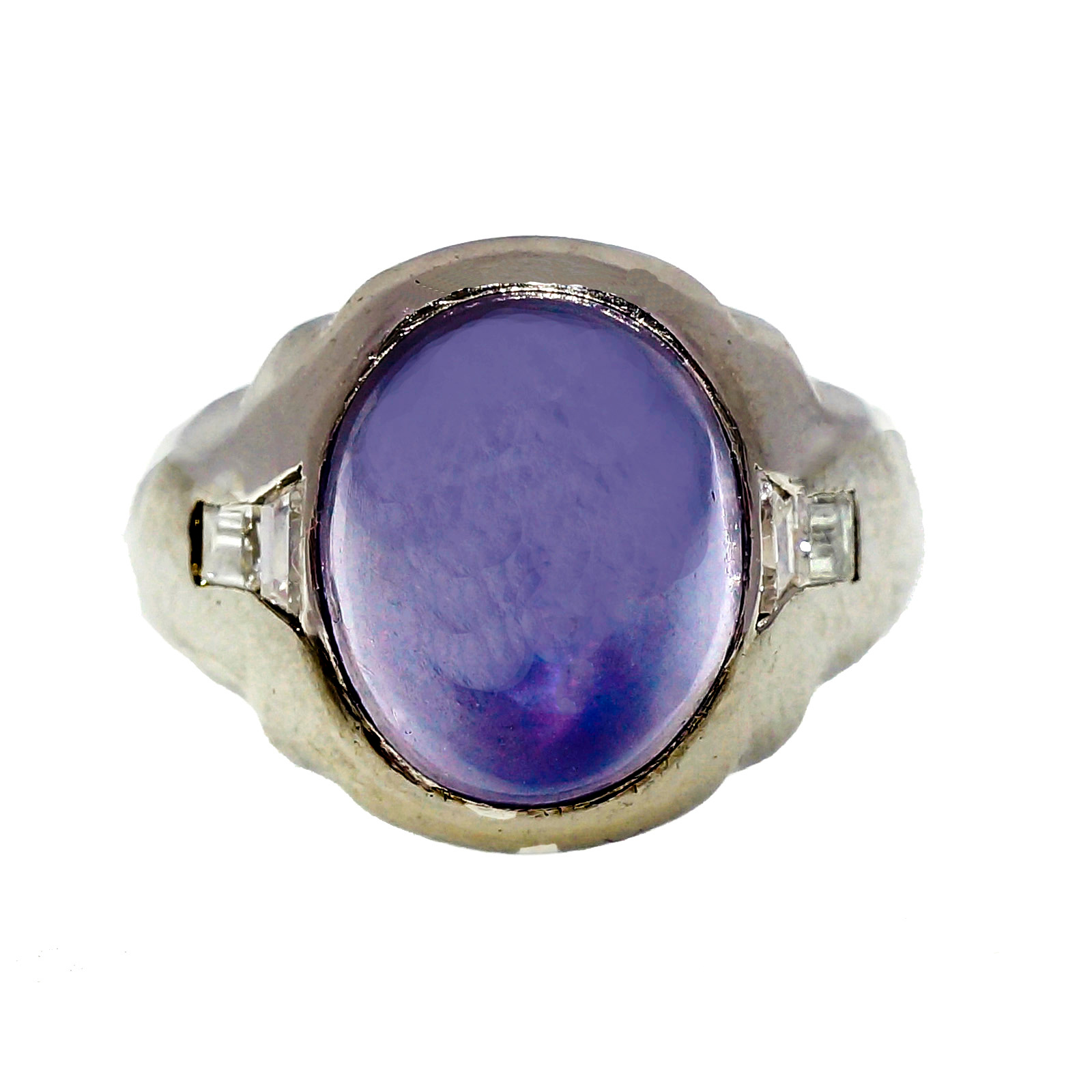 Platinum 6.50ct Violet Blue Sapphire and Diamond Vintage Art Deco Ring Size 8.75