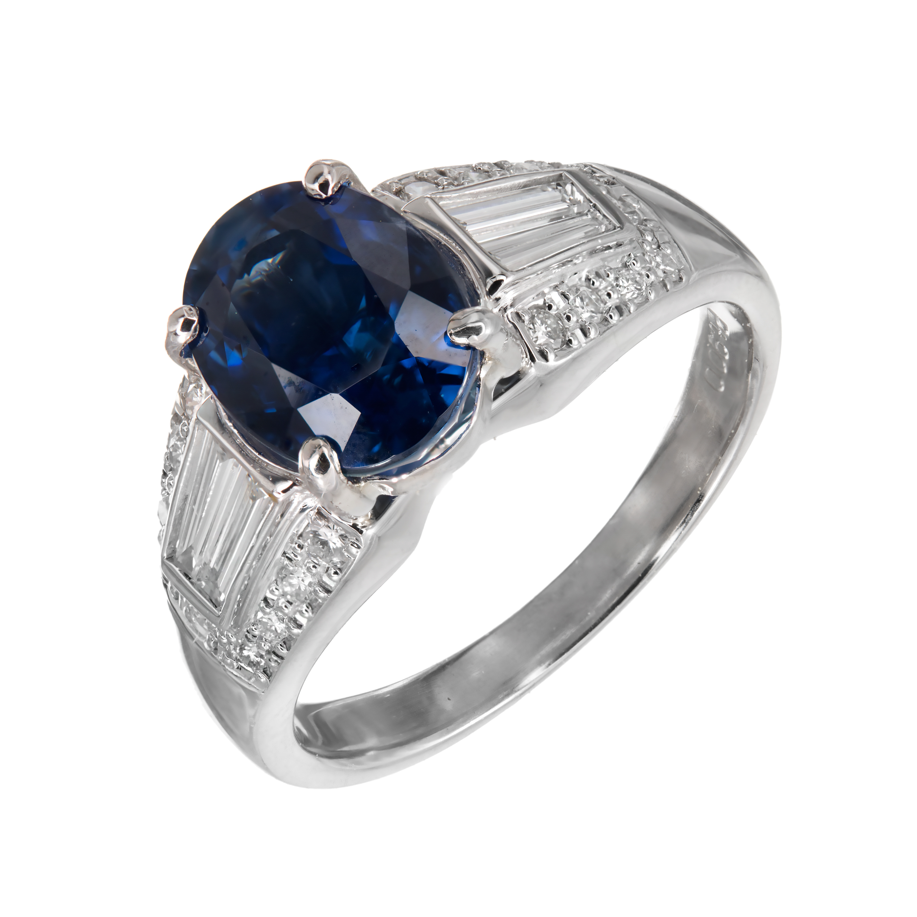 Platinum 3.19ct Sapphire  Diamond Ring Size 7.5