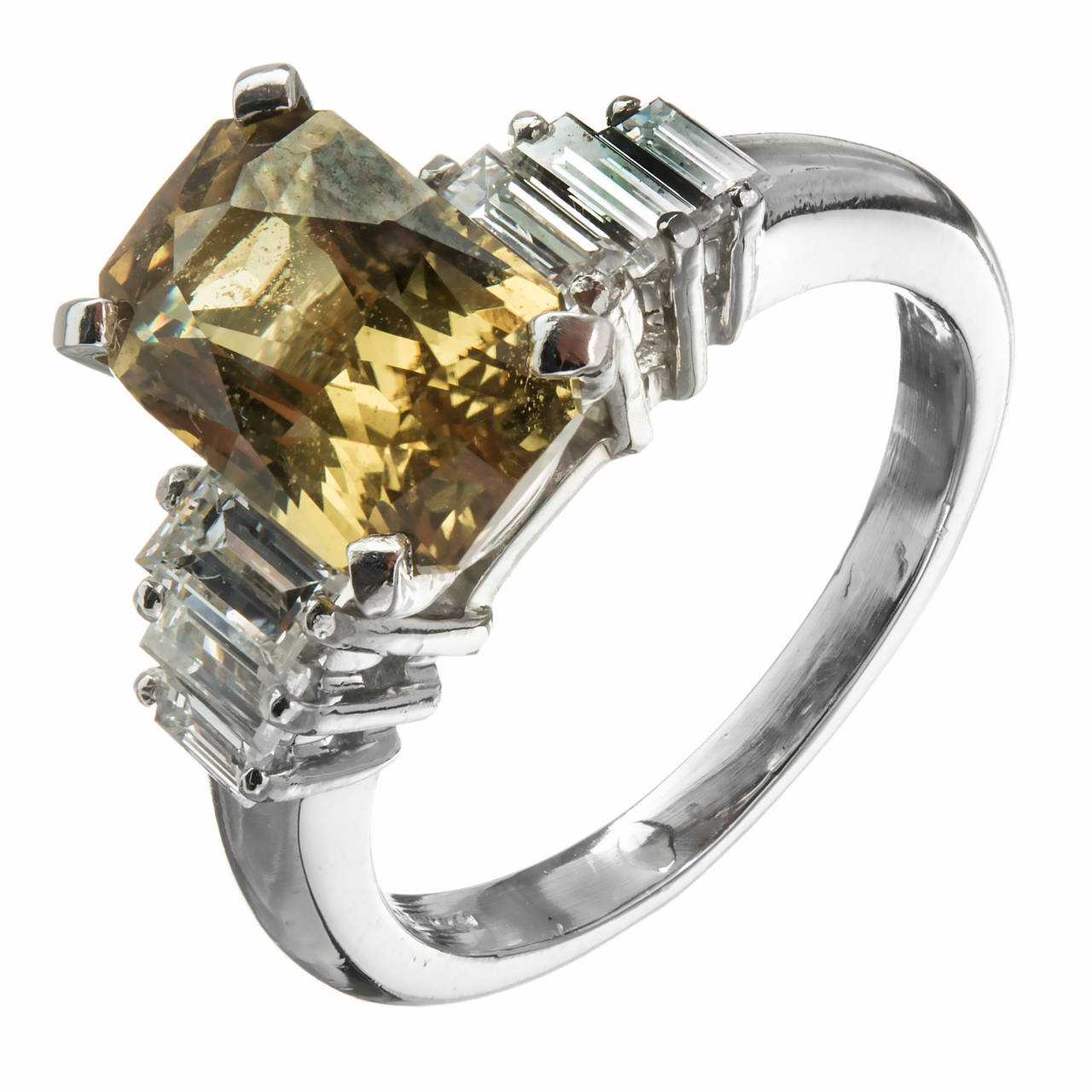 Platinum 3.37ct Sapphire  Diamond Ring Size 6