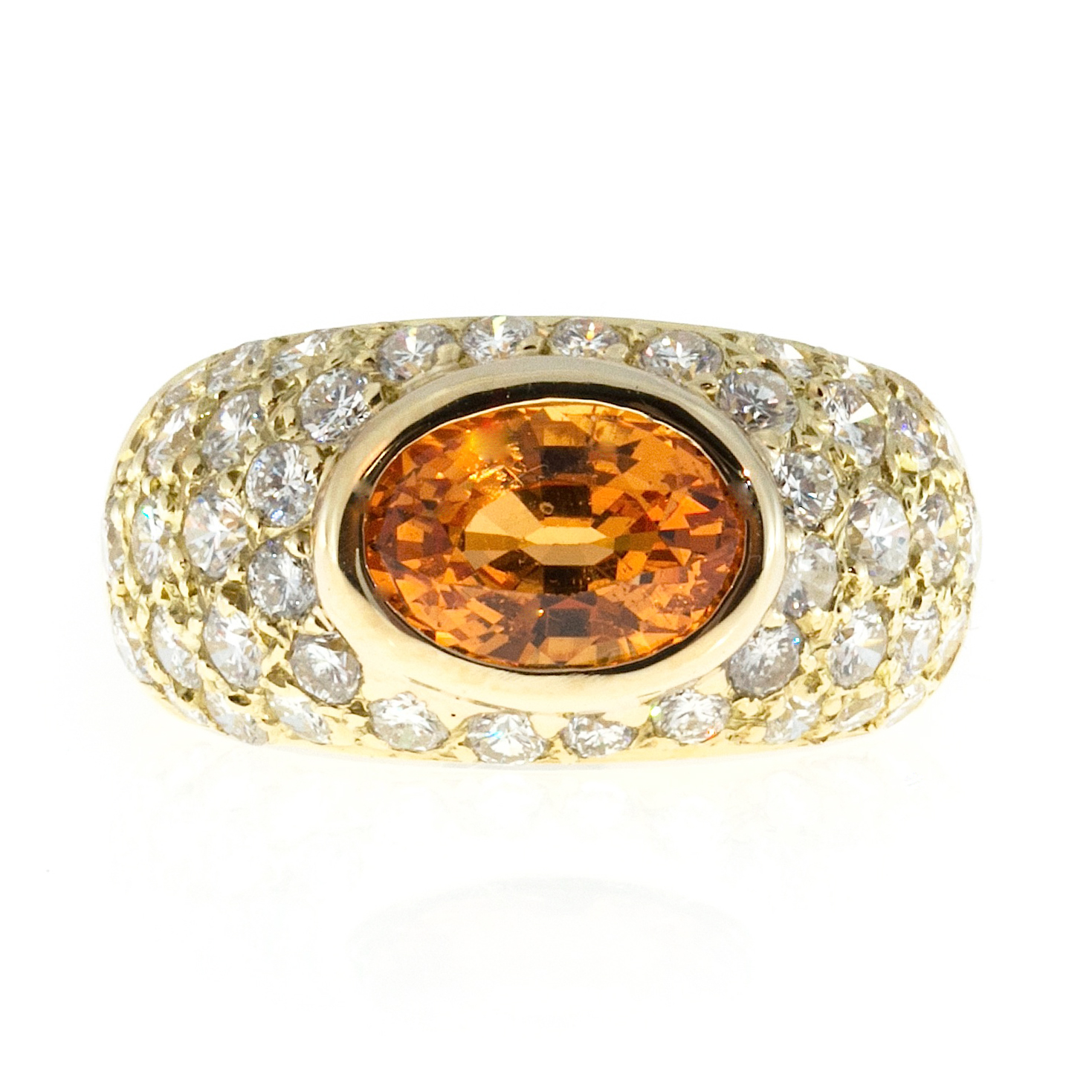18K Yellow Gold with 2.43ct Garnet  2.00ct Diamond Ring Size 6.5