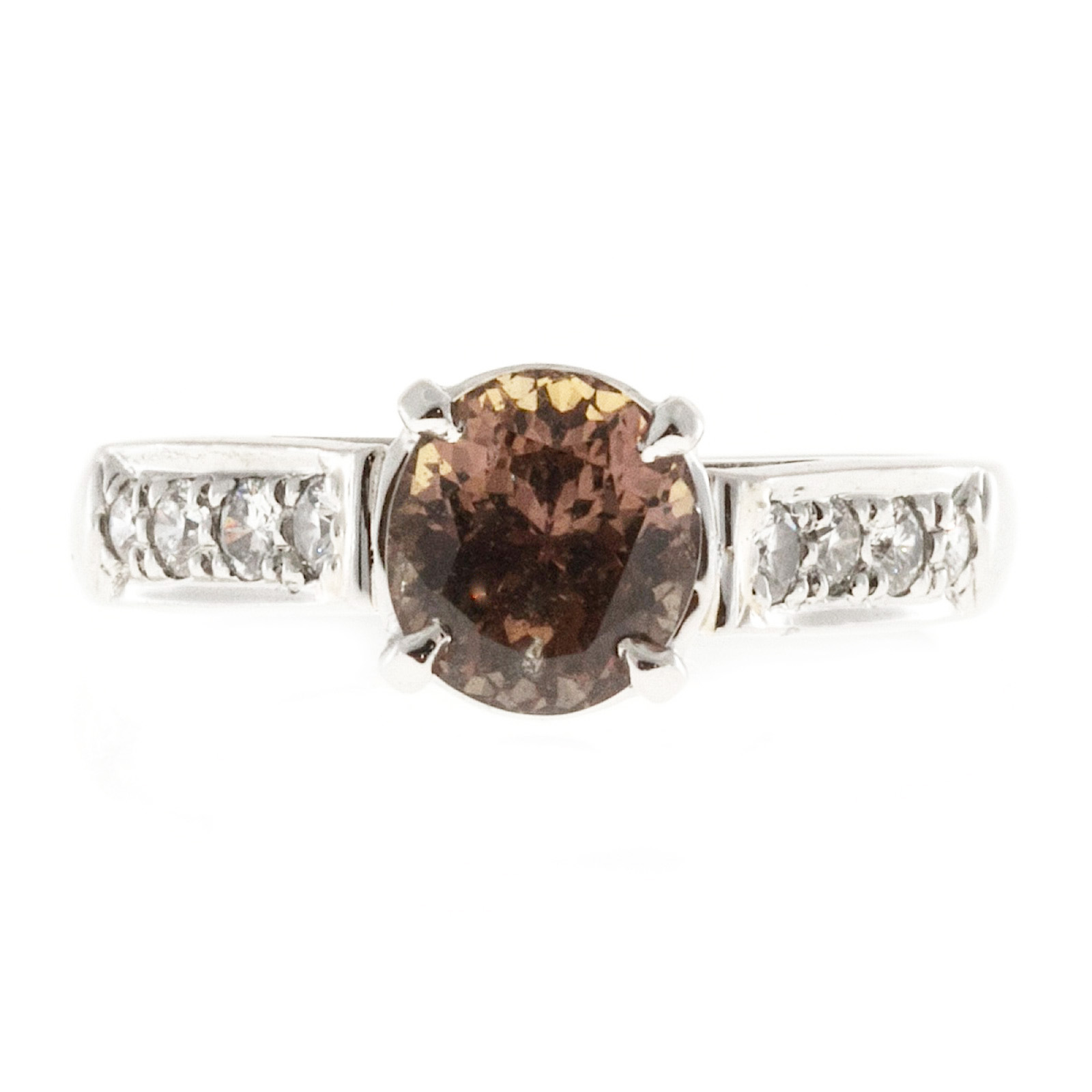 Vintage Rare Platinum Color Change Brown Yellow 1.60ct Sapphire and Diamond Engagement Ring Size 5