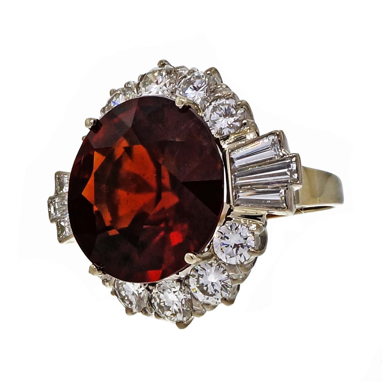 18K White Gold 20.28ct Garnet  5.06 Diamond Cocktail Ring Size 7