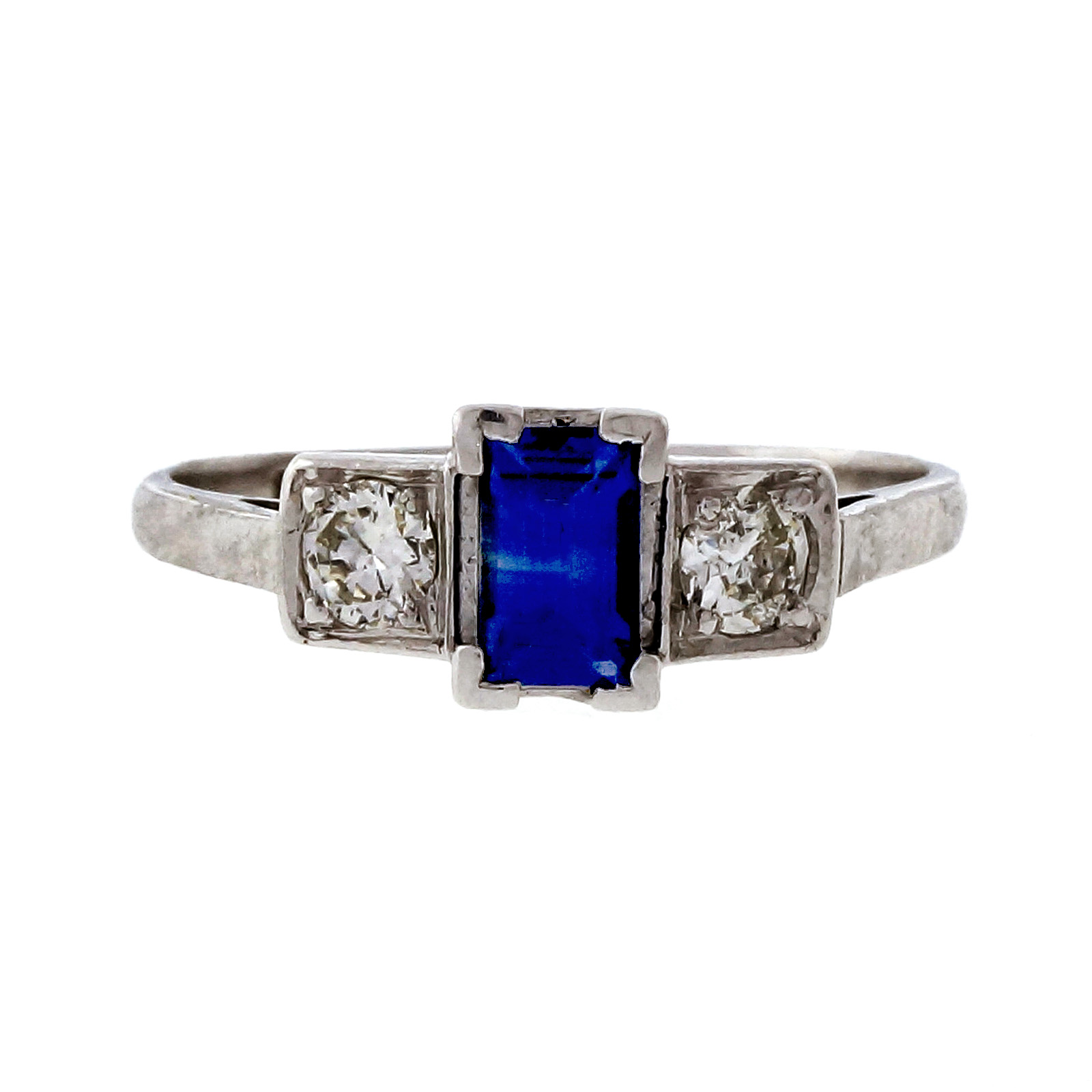 Platinum Diamond  0.27ct Sapphire Ring Size 6.75 