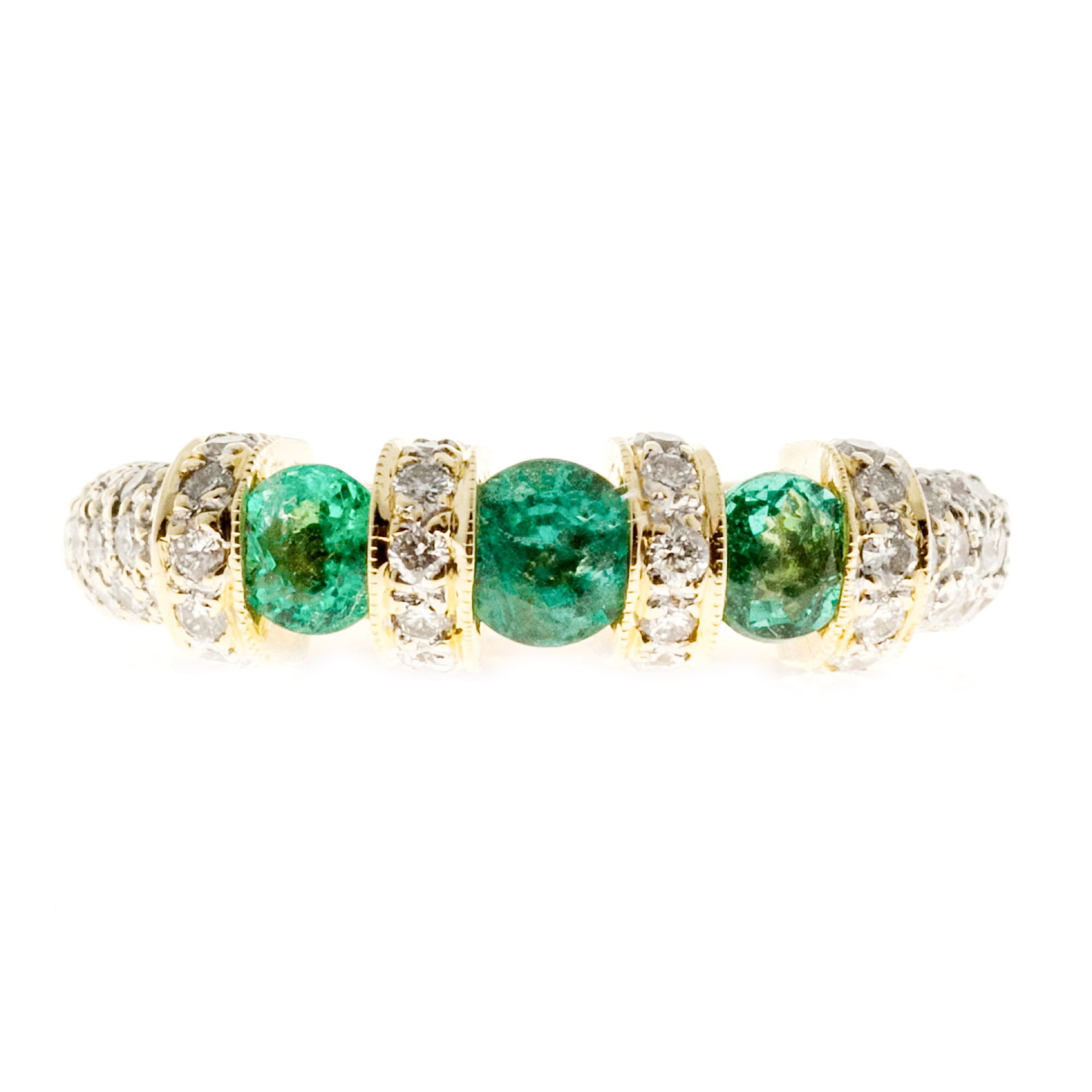 18K Yellow Gold with 0.78ct Emerald  0.86ct Diamond Ring Size 7