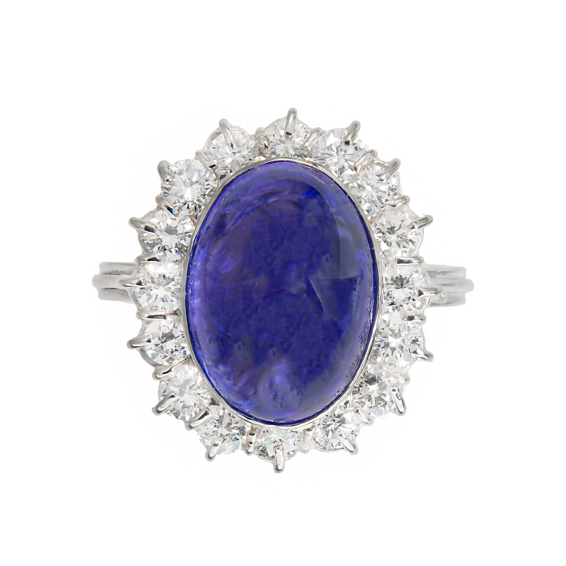 14K White Gold 9.75ct Tanzanite  1.20ct Diamond Ring Size 8.75