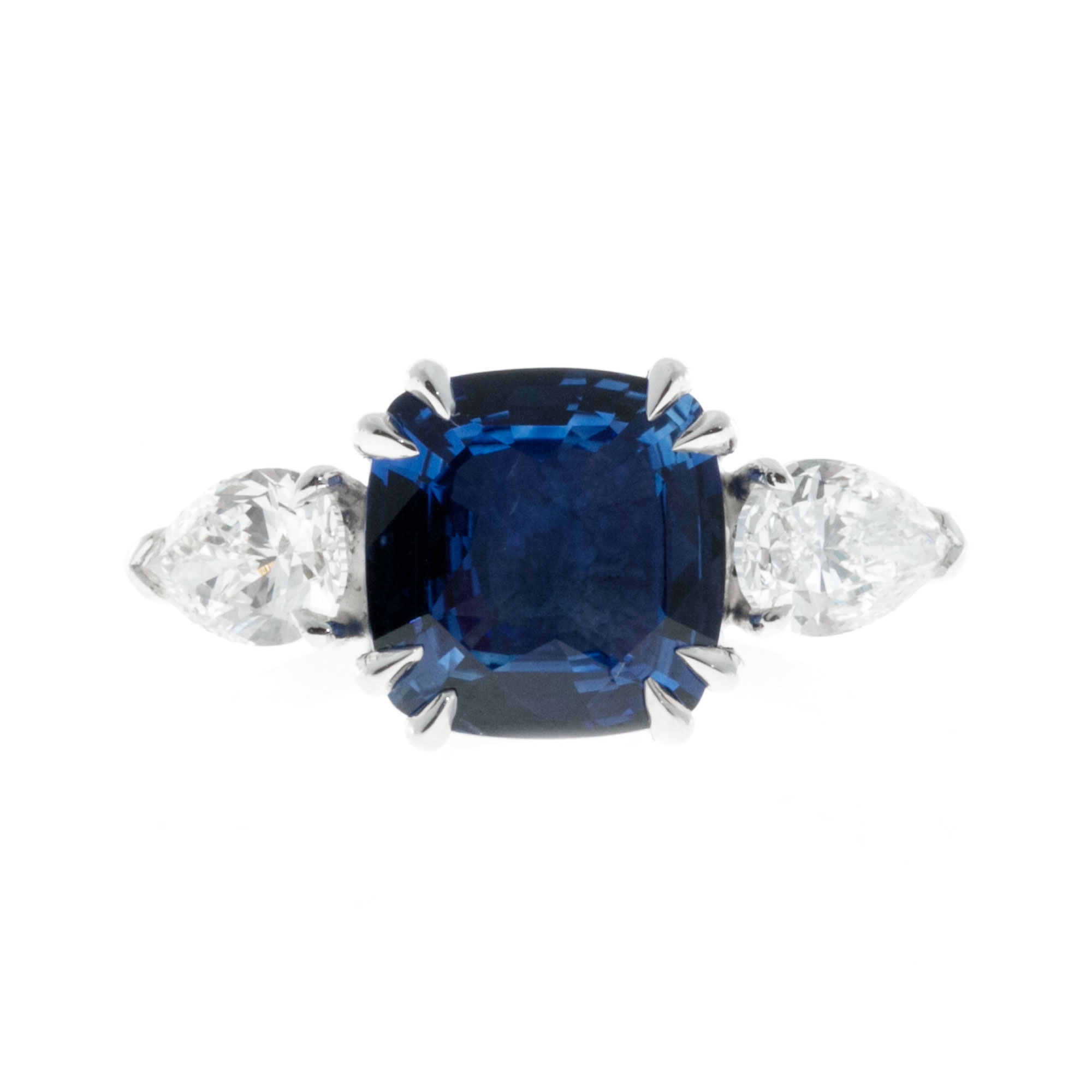 Platinum with 4.50ct Sapphire  Diamonds Engagement Ring Size 7