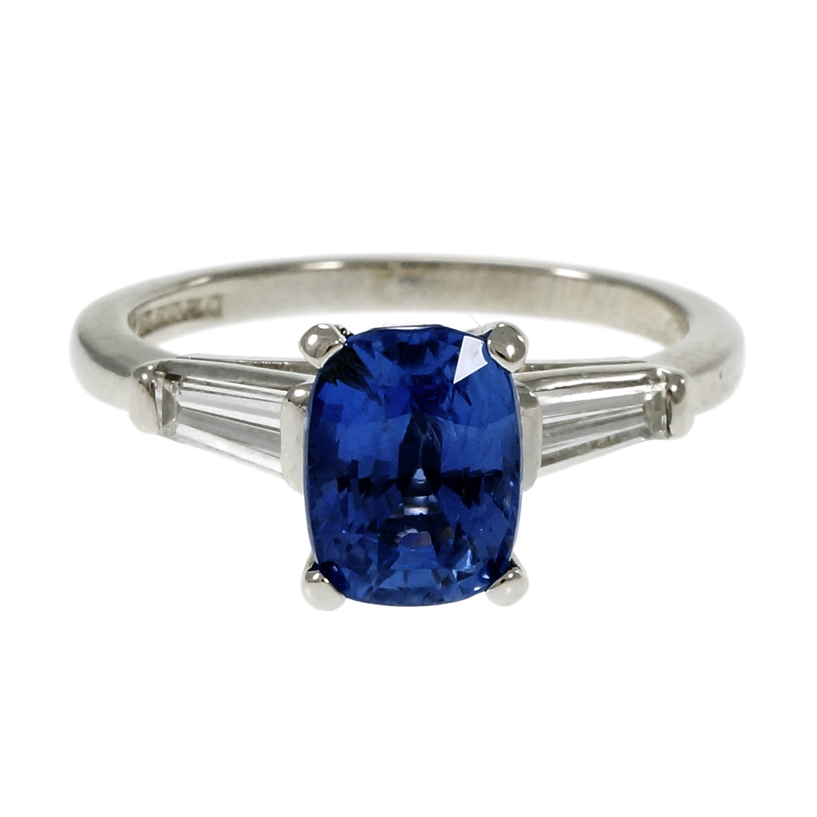 Platinum with Diamonds and Sapphire Engagement Ring Size 6