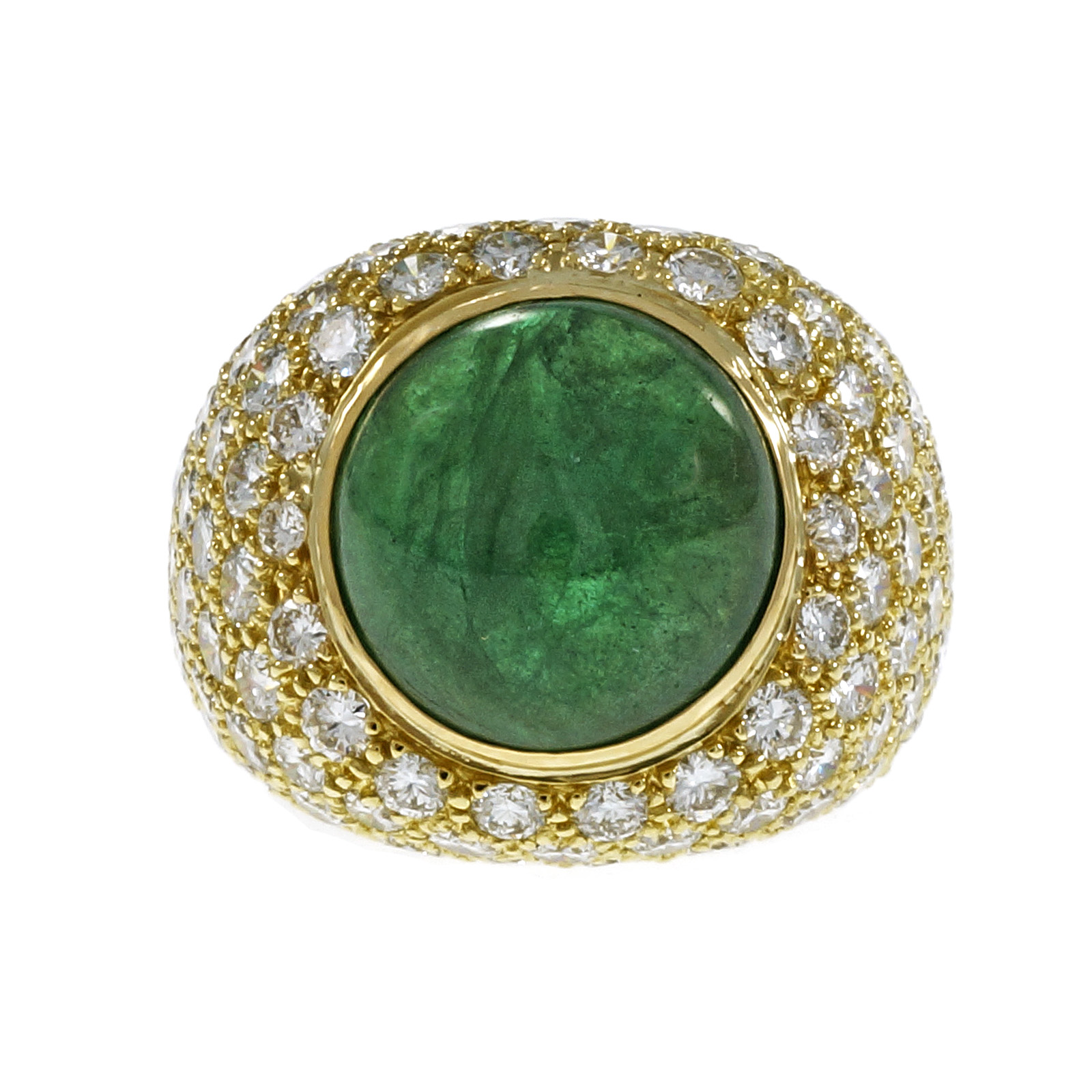 18K Yellow Gold with 9.11ct Green Emerald  4.43ct Diamond Ring Size 6.5