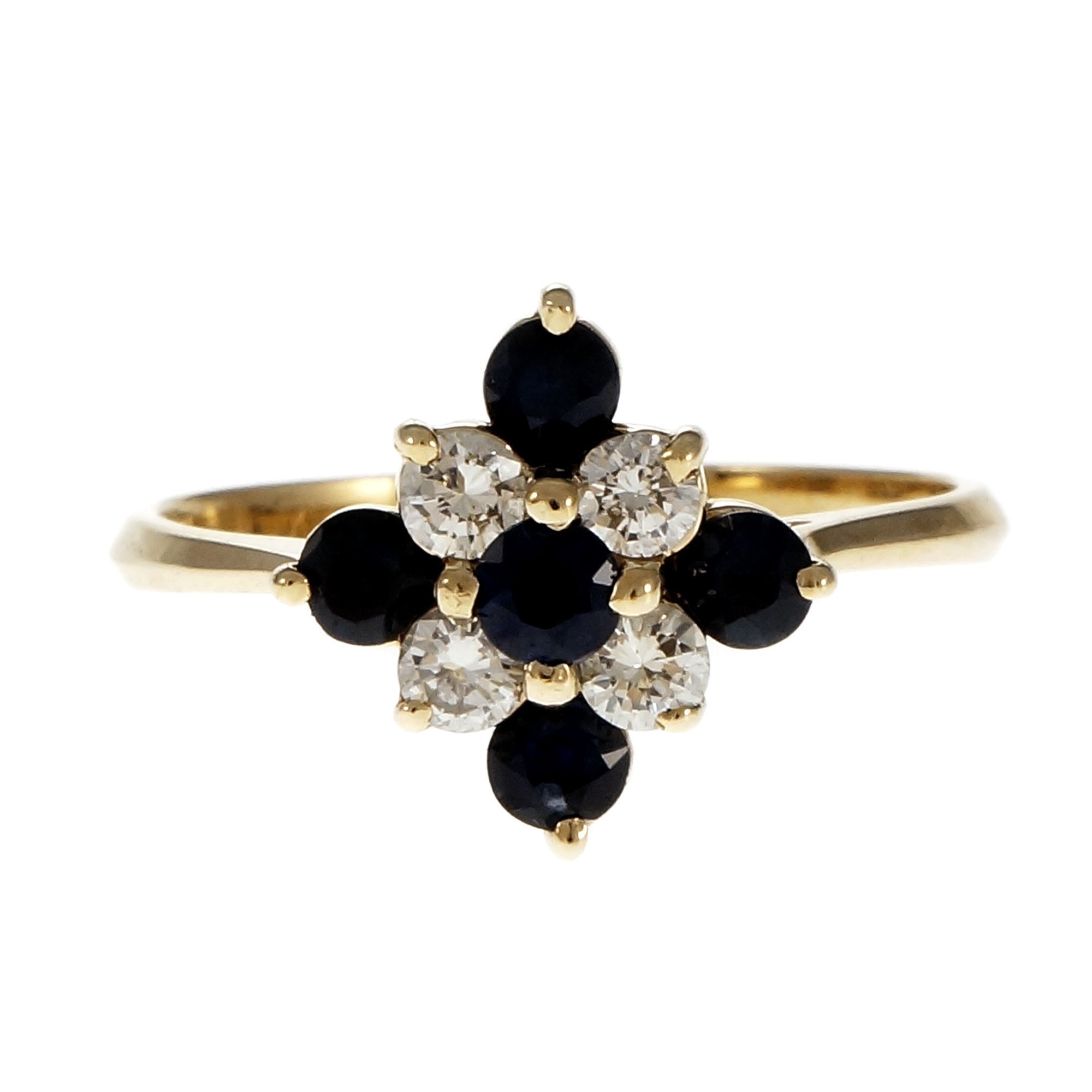 14K Yellow Gold with Sapphire  Diamond Ring