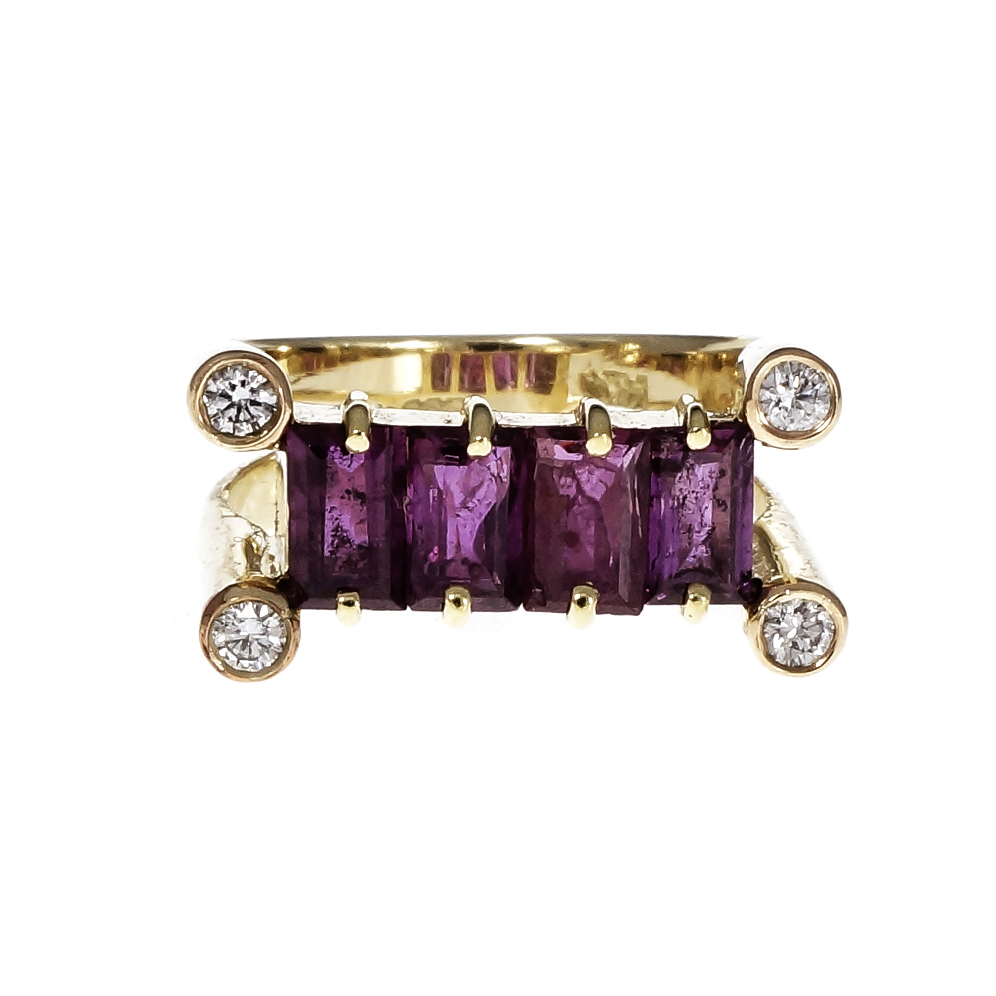 14K Yellow Gold with 2.20ct Ruby  0.20ct Diamond Ring Size 6