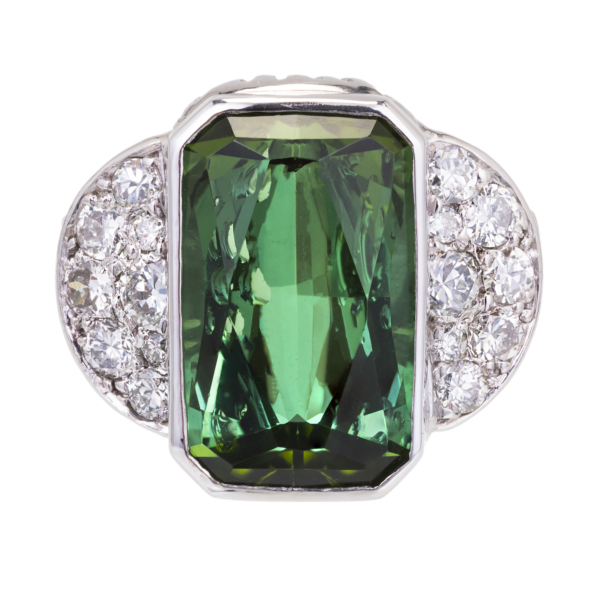 Platinum 7.46ct Tourmaline  Diamond Ring Size 7.25