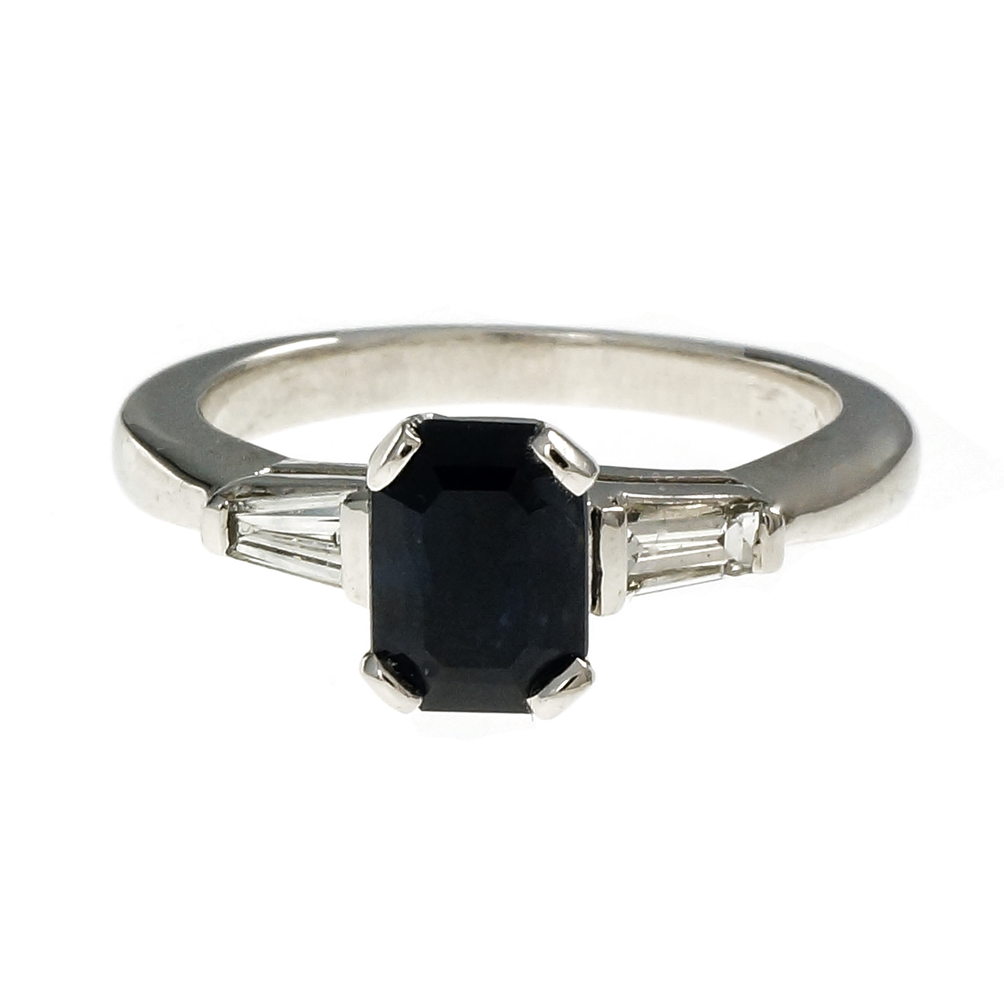 Platinum Sapphire  Diamond Ring Size 5