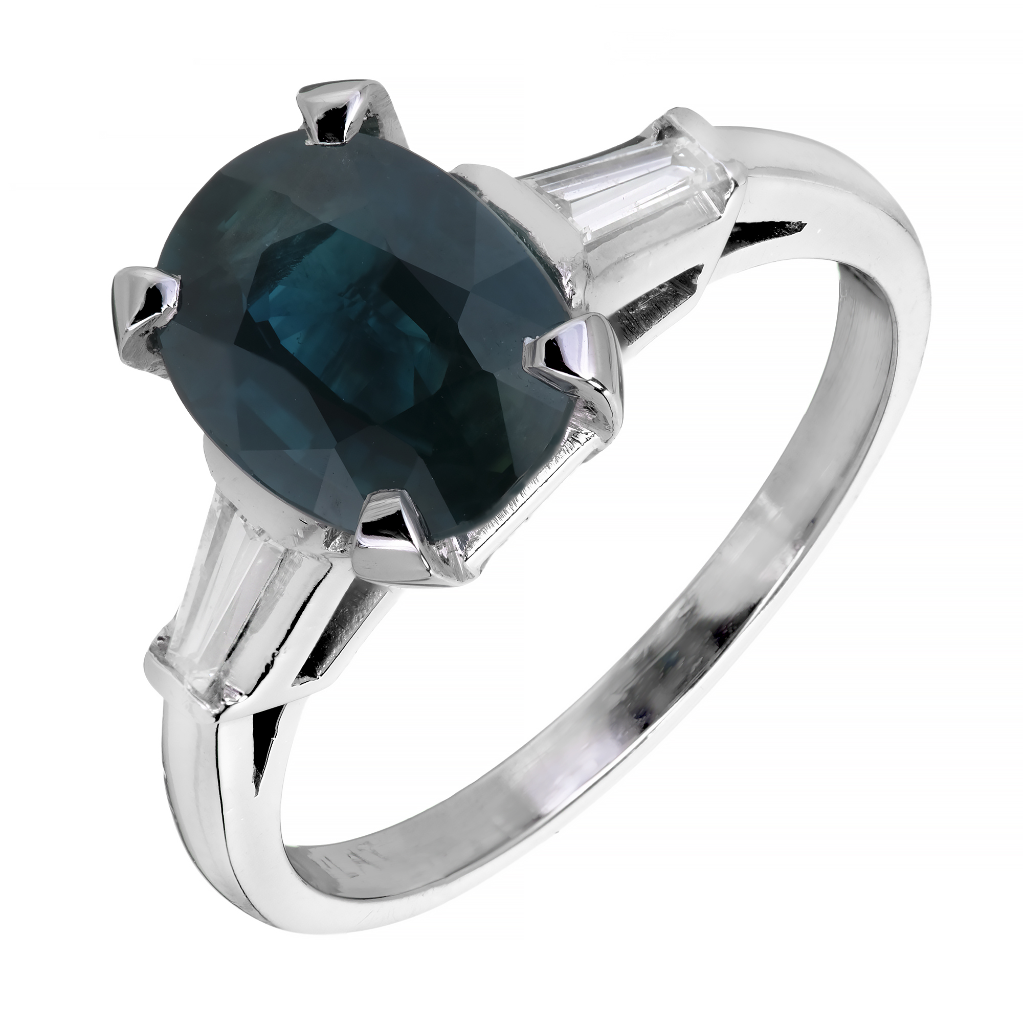 Platinum Diamond  3.01ct Sapphire Ring Size 6.5