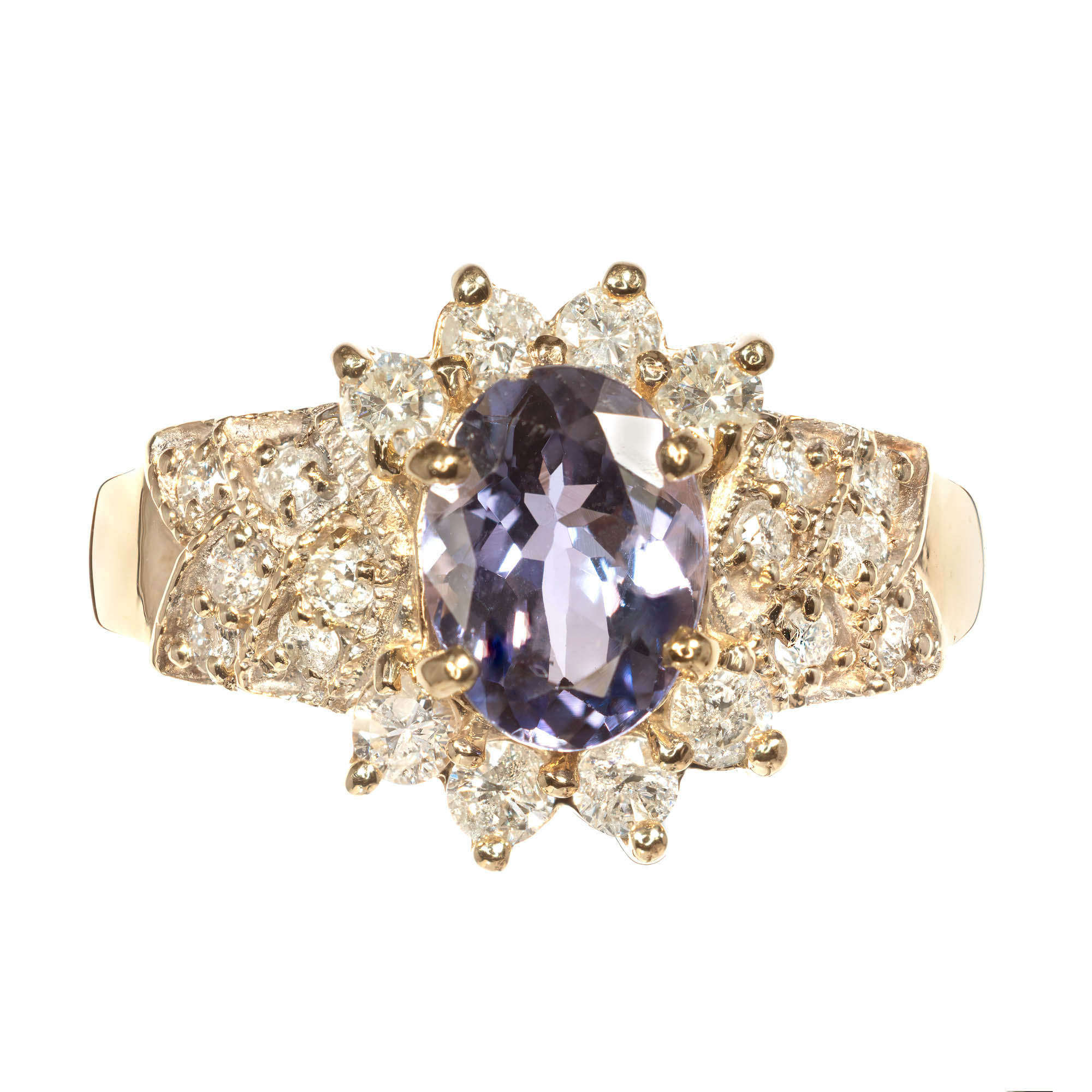 14k Yellow Gold Tanzanite  Diamond Ring