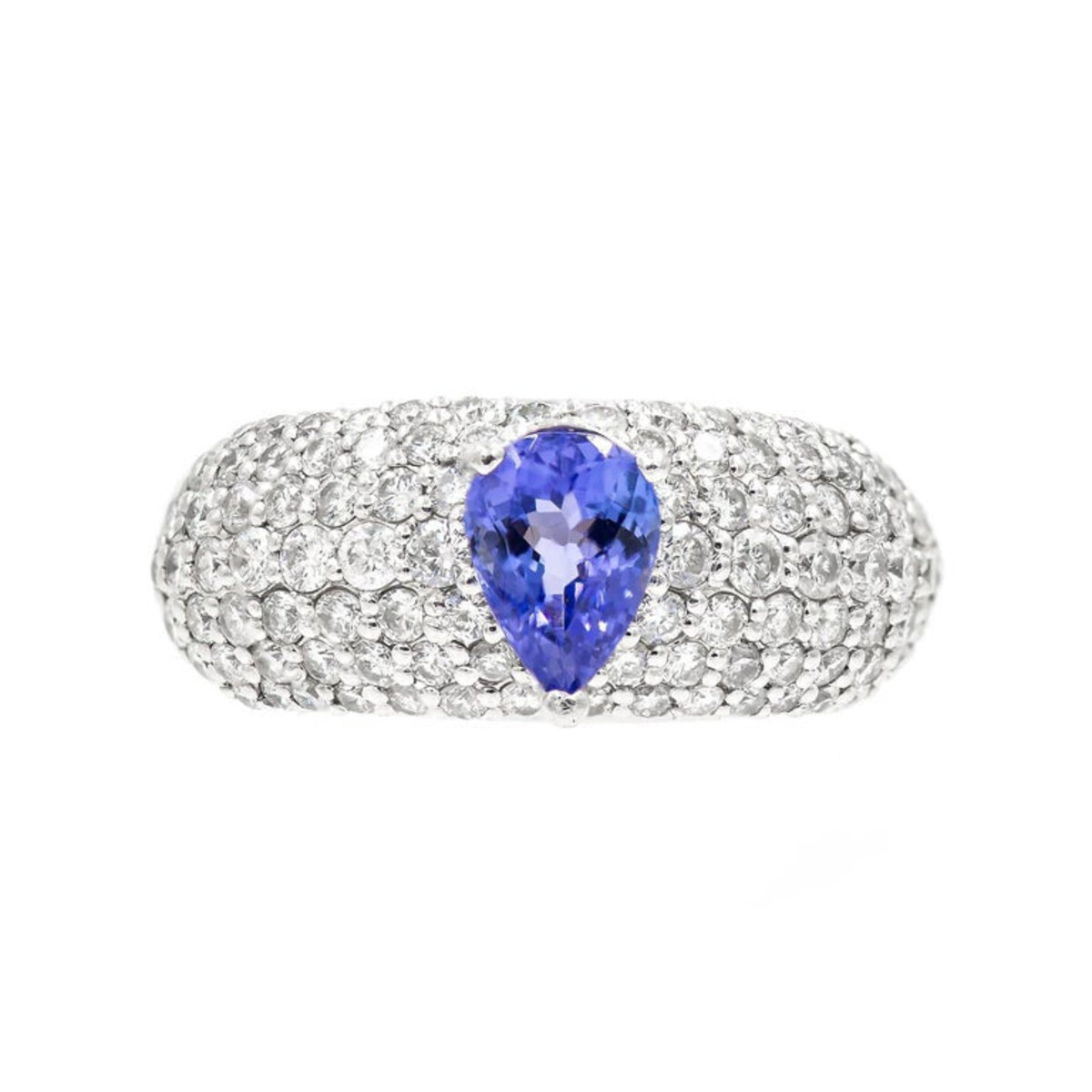 Platinum with 0.75 Ct Tanzanite & 1.20 Ct Diamond Ring Size 6