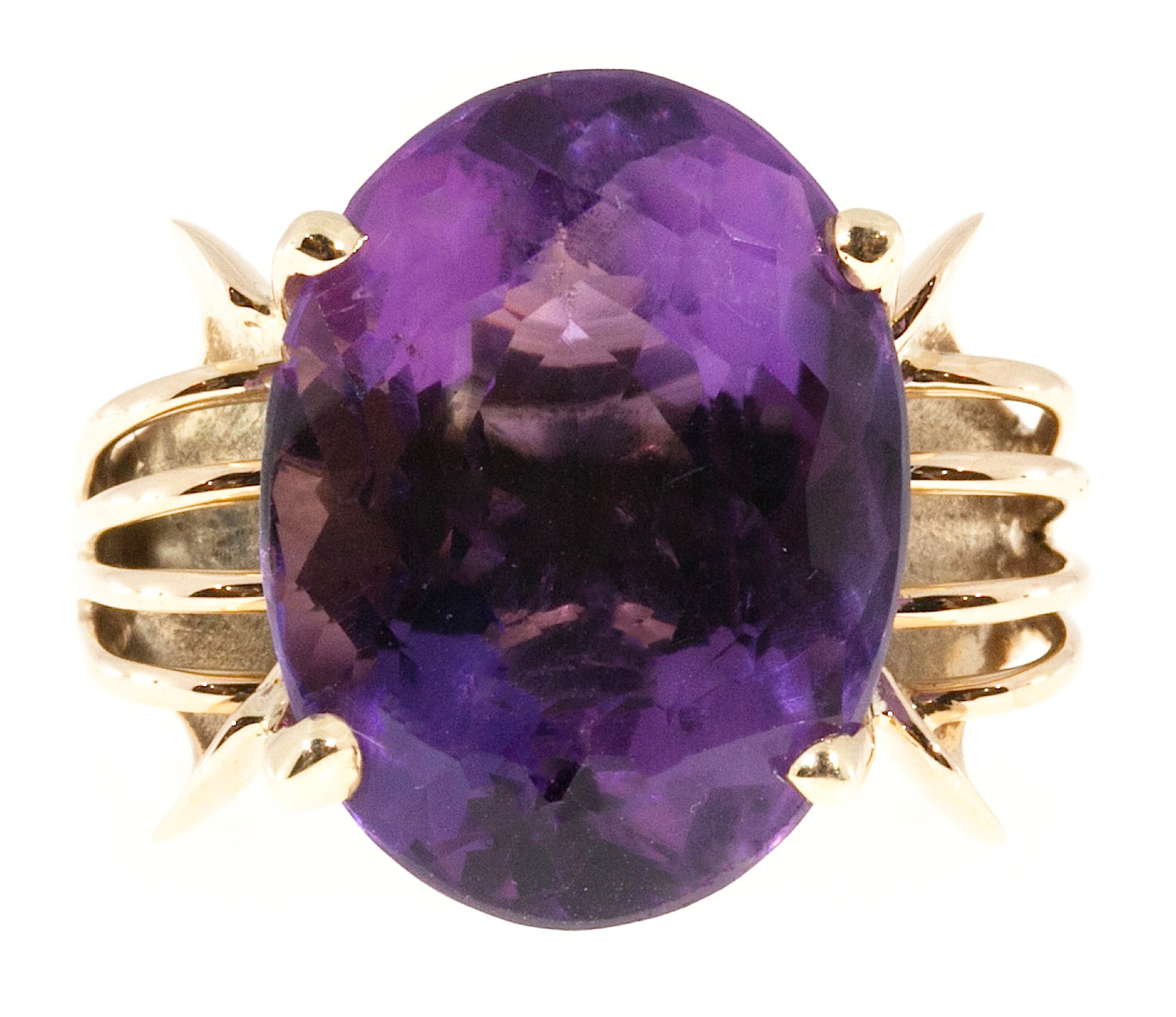 14K Yellow Gold with 12.50ct Amethyst Ring Size 7