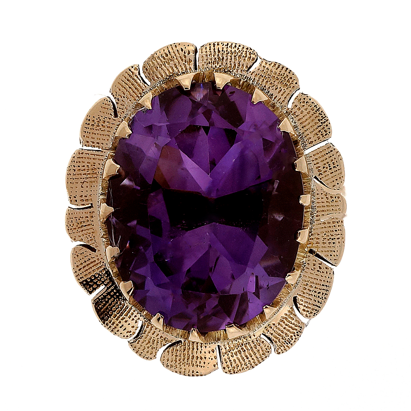 Retro Art Deco 5.50ct Oval Amethyst 14k Rose Gold Ring Size 5