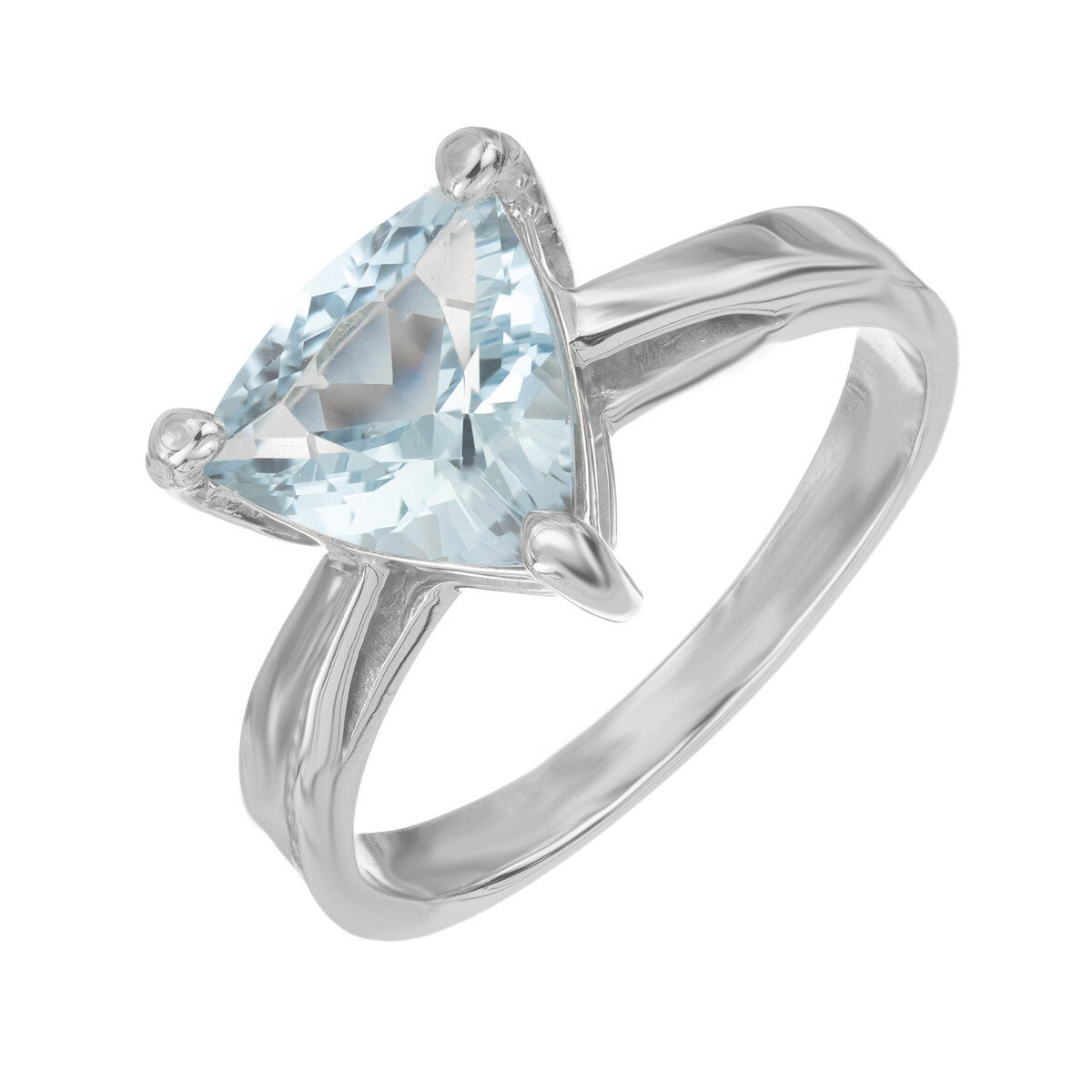 Vintage Estate Natural  Untreated 2.00CT Triangle Aqua 14K White Gold Ring