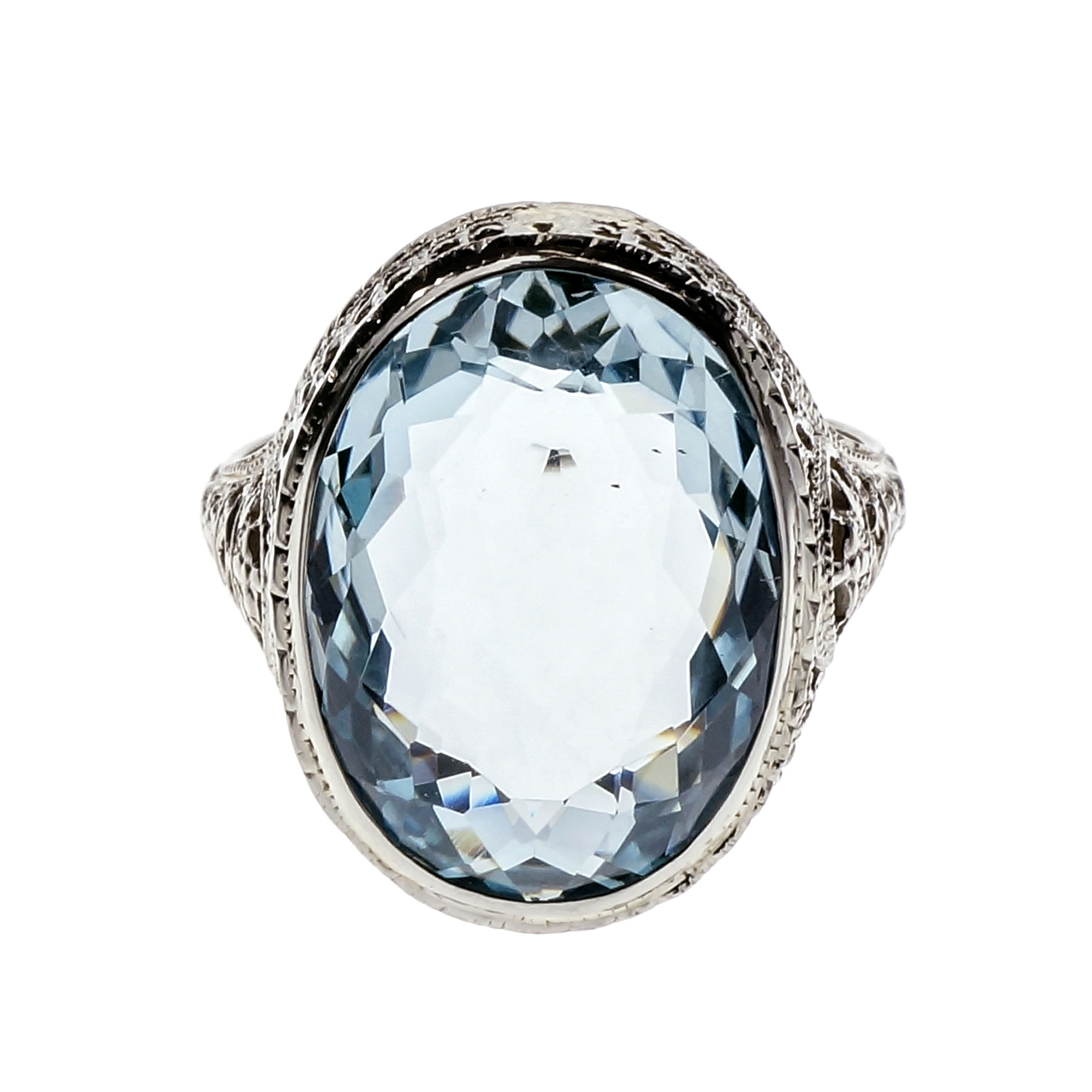 14K White Gold Aquamarine Ring Size 6 