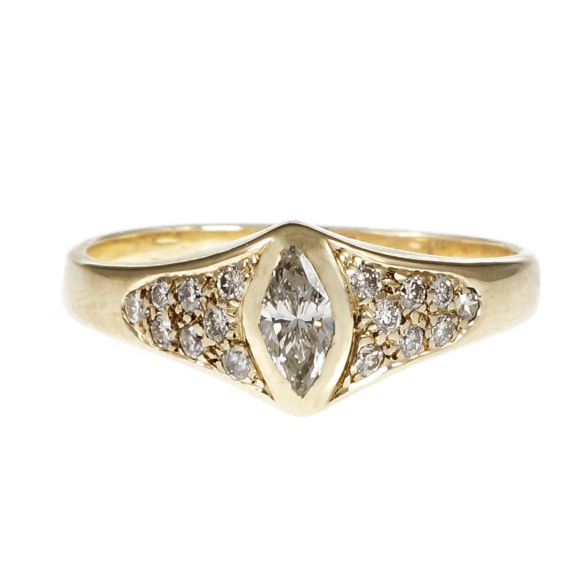 14K Yellow Gold Diamond Ring Size 9.25