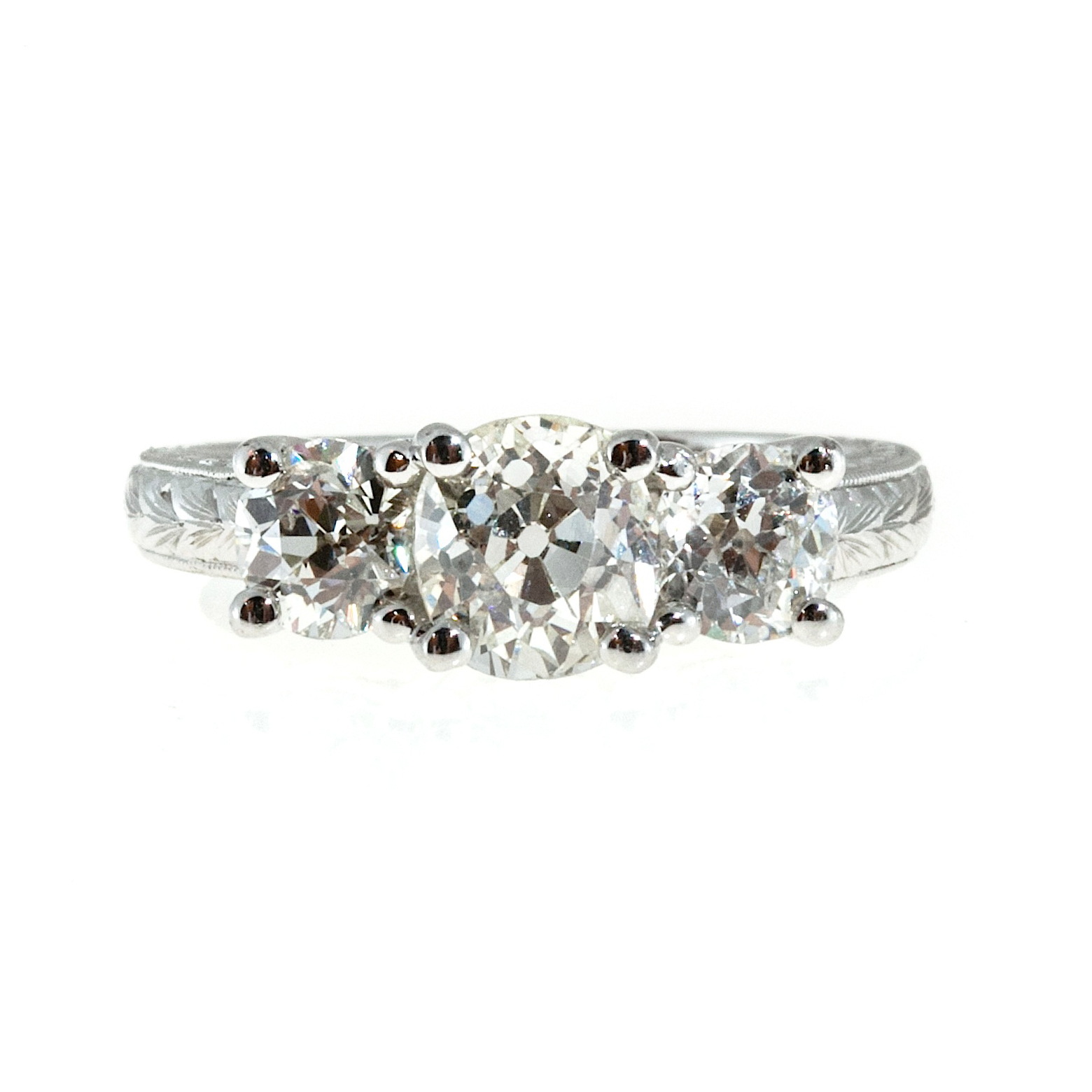 Platinum Diamond 3 Stone Ring Size 6.5