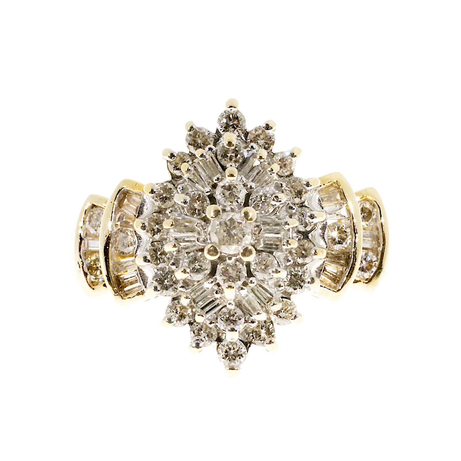 14K Yellow Gold with 1.53ct Diamond Lantern Ring Size 7.5