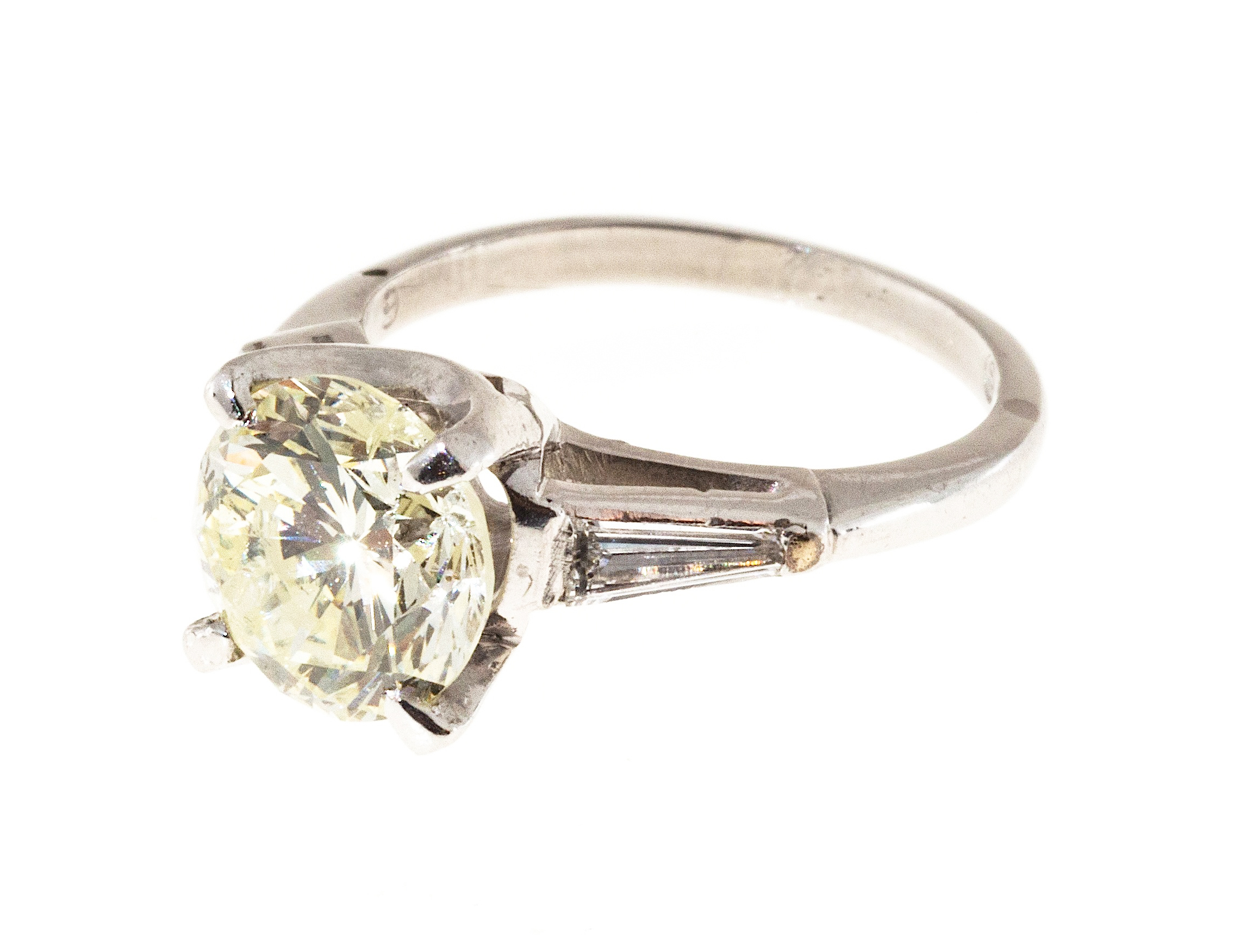Vintage Platinum with 2.53ct Baguette Diamond Ring Size 5