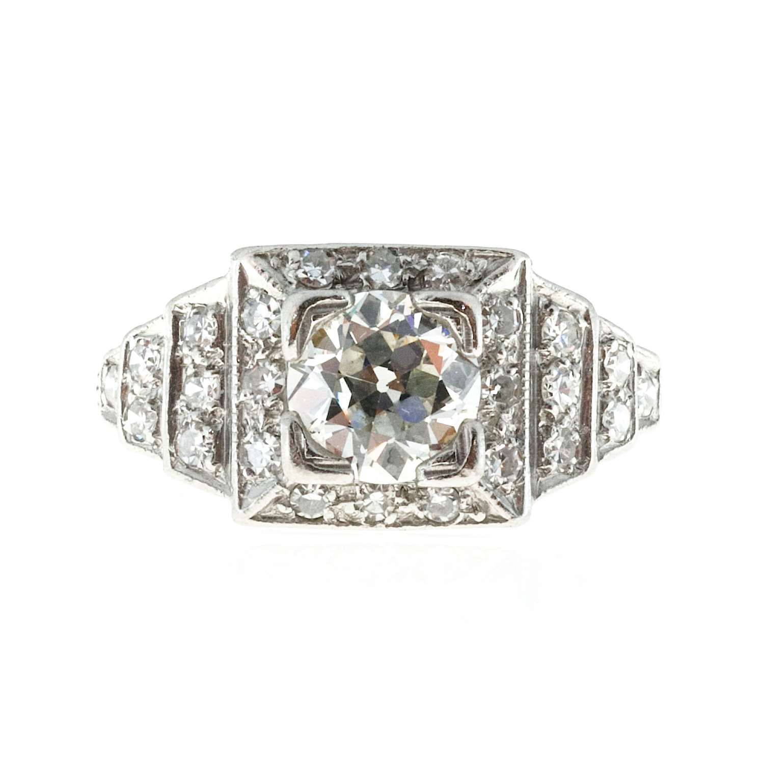 Vintage Platinum and Diamond Art Deco Engagement Ring Size 7.25