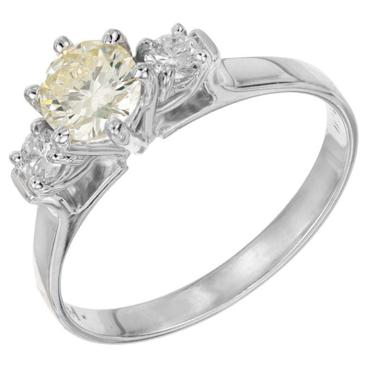 18K White Gold Yellow Diamond Ring 1960s