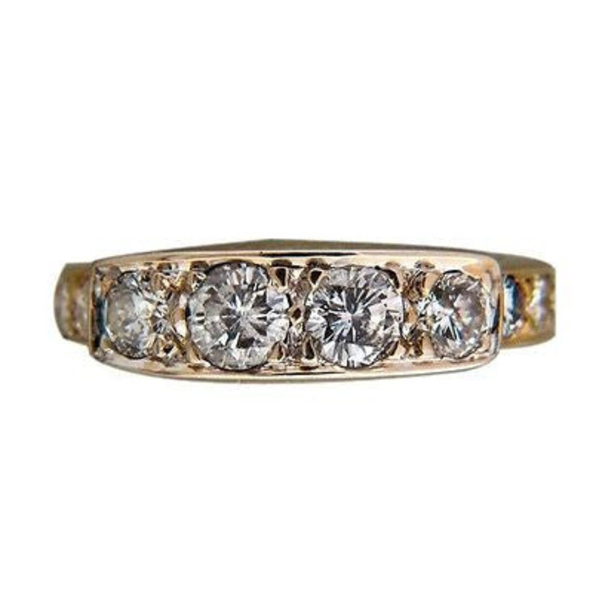 14K Yellow Gold Vintage 1.20 Cttw Diamond Ring Size