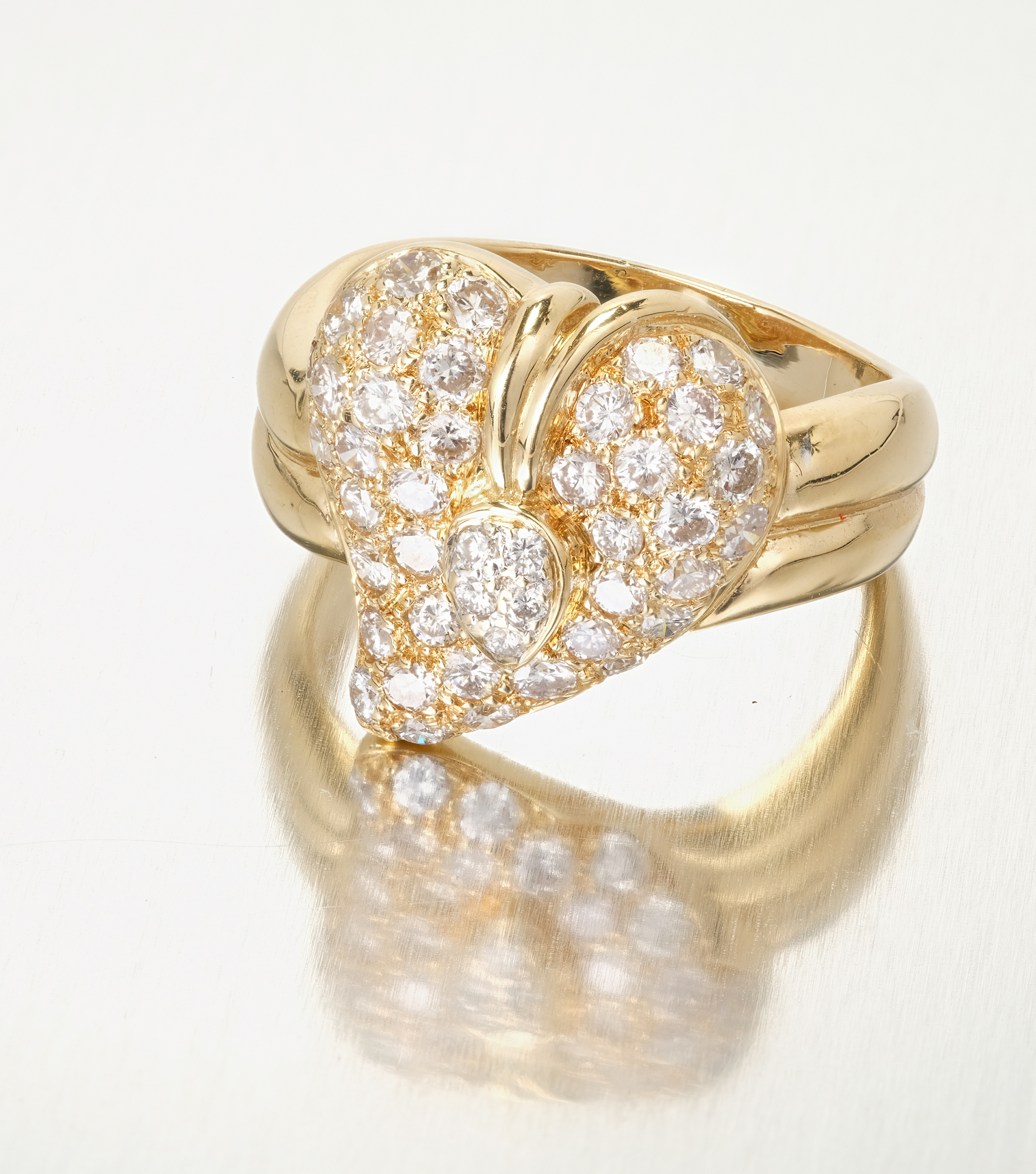 Dome Heart Diamond Gold Cocktail Ring