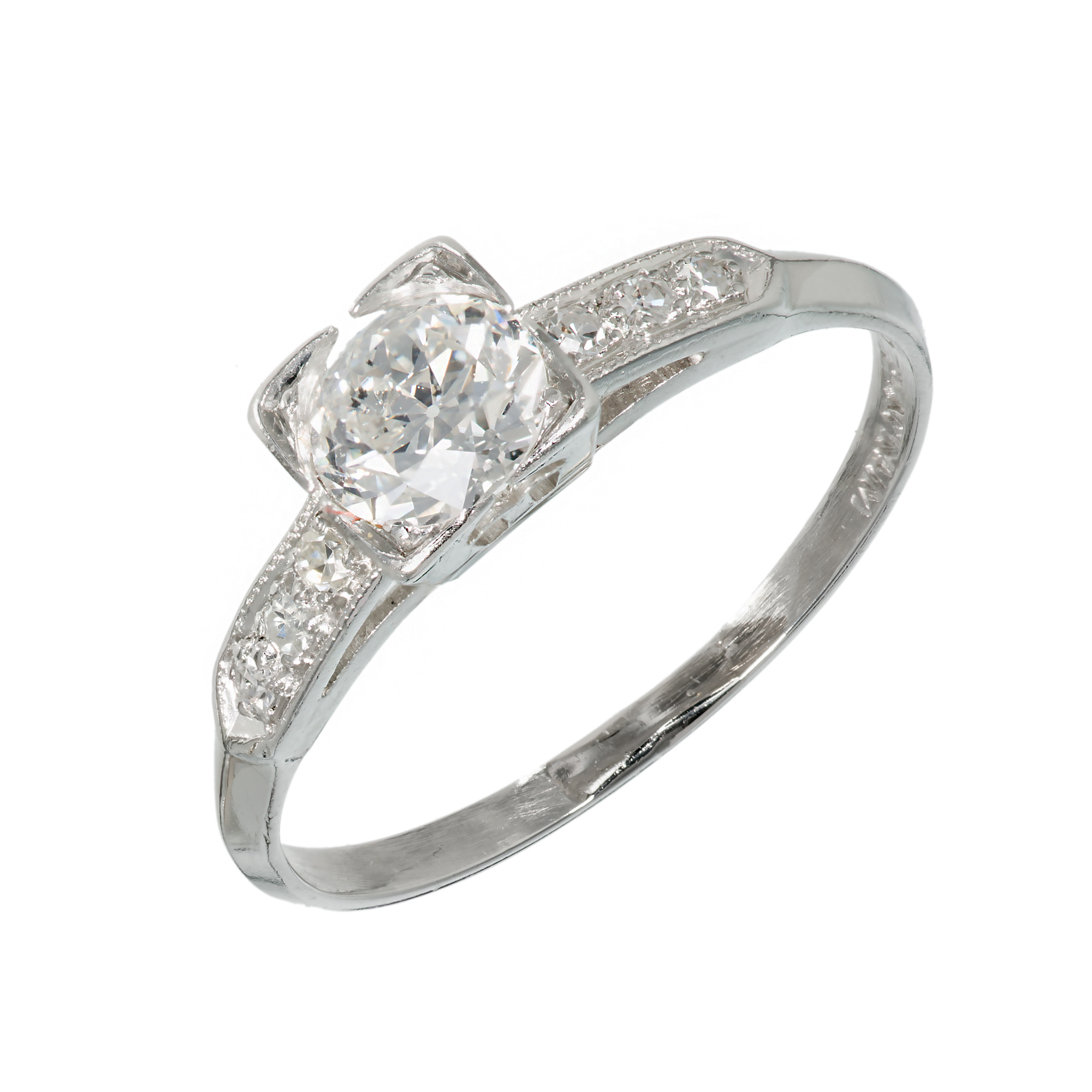 Vintage Art Deco Platinum with 0.50ct Old European Ideal Cut Diamond Ring Size 6.5